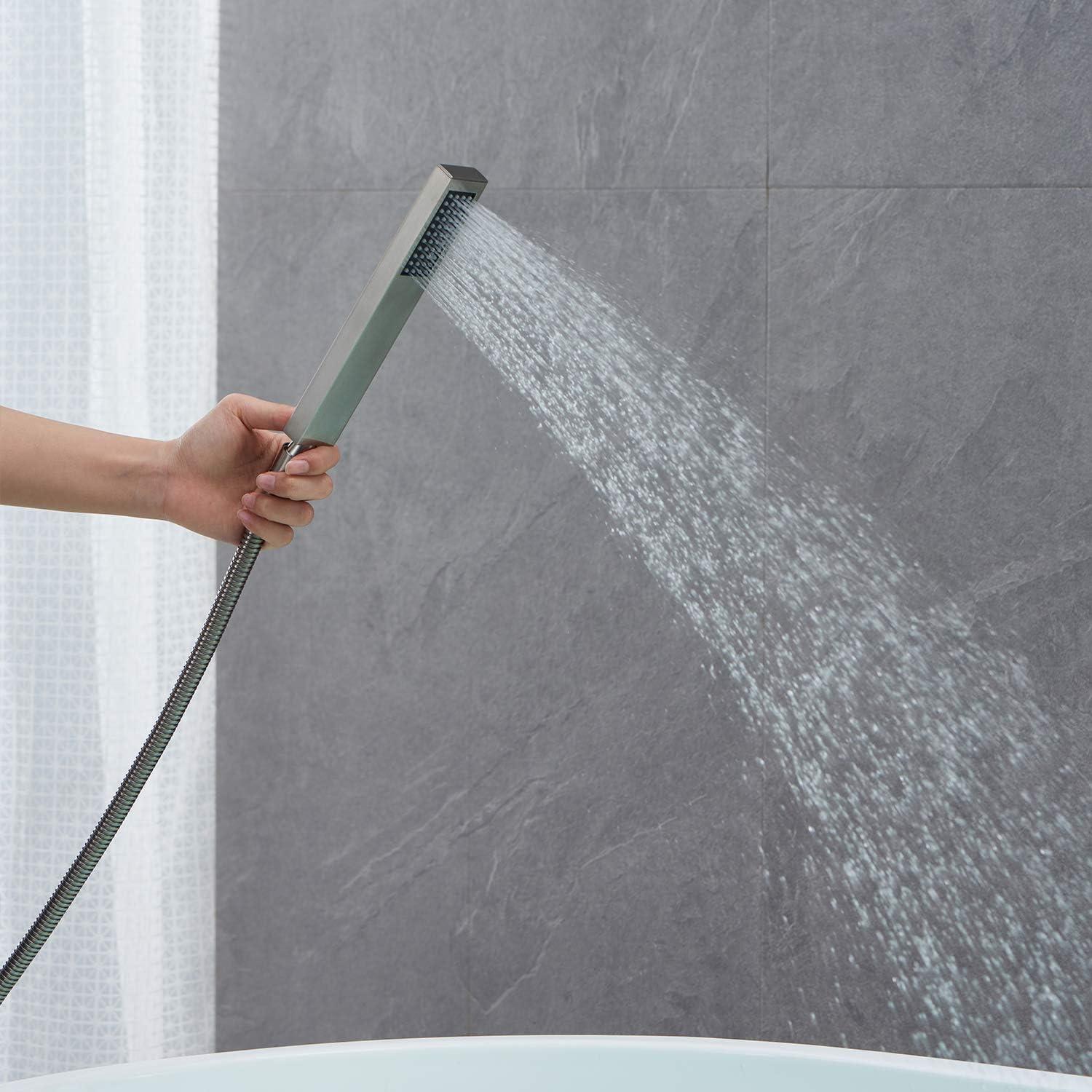 AlenArtWater Waterfall Tub Filler Freestanding Bathtub Faucet Floor Mount Brass Single Handle Bathroom Faucets with Hand Shower 93-LJQKCZ