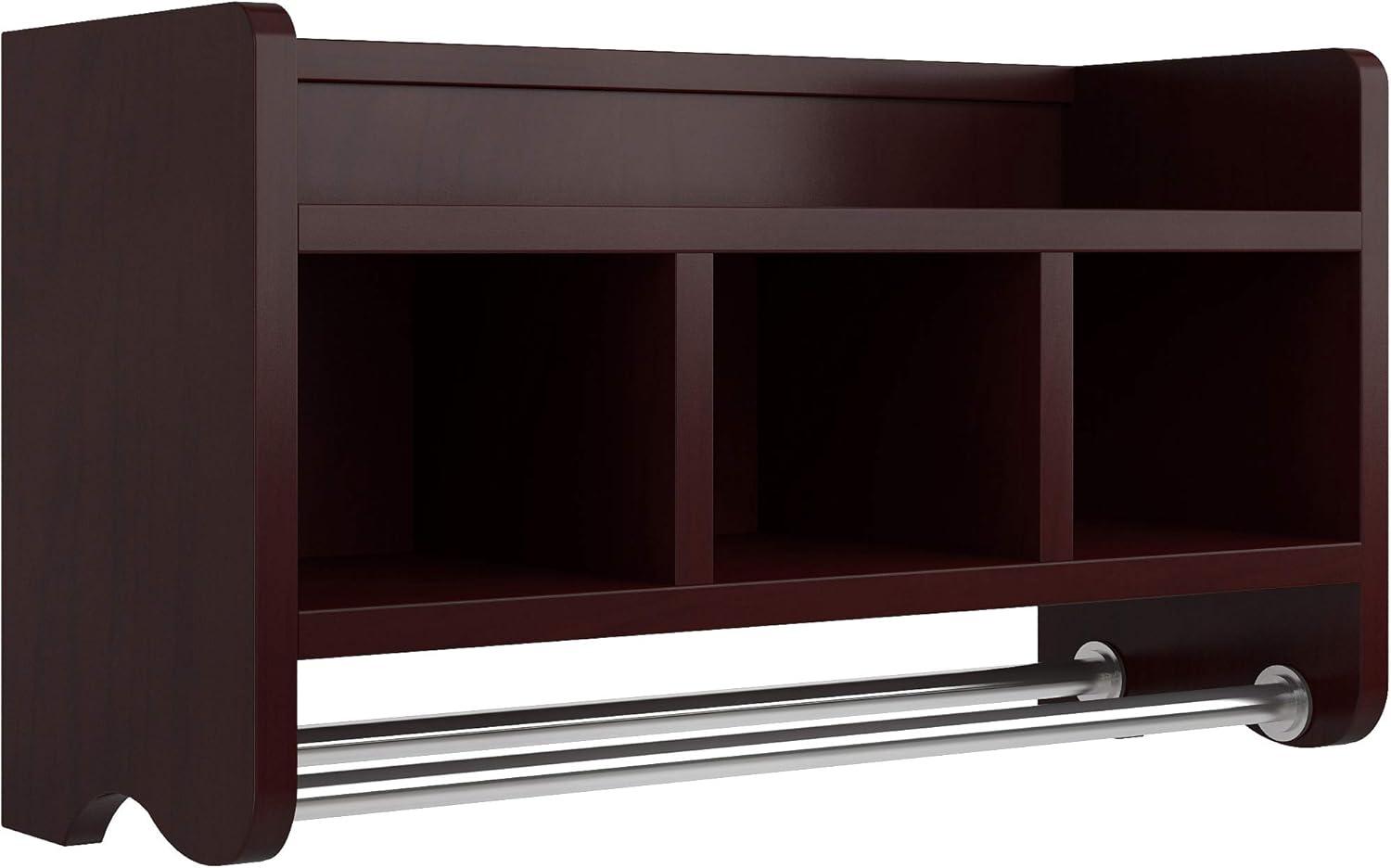 Alaterre Furniture Decorative Wall Cabinet Espresso Brown 25": Hardwood Bathroom Furniture with Towel Bar