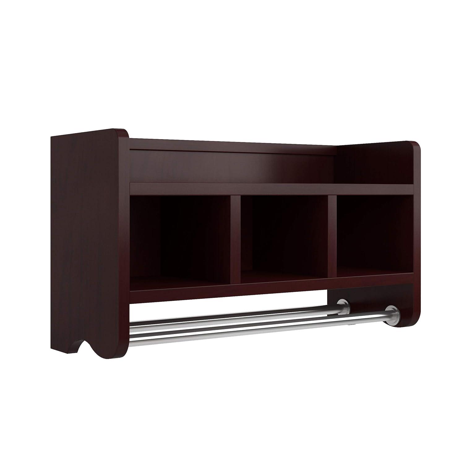 Alaterre Furniture Decorative Wall Cabinet Espresso Brown 25": Hardwood Bathroom Furniture with Towel Bar