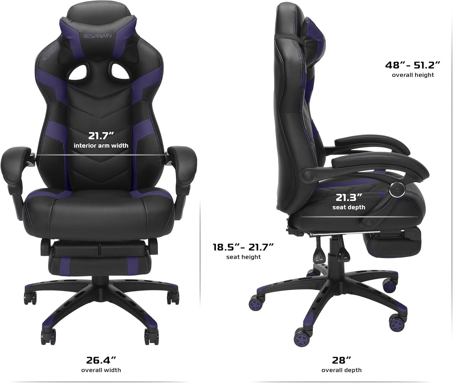 Respawn RESPAWN 110 Pro Gaming Chair - Gaming Chair with Footrest, Reclining Gaming Chair, Video Gaming Computer Desk Chair, Adjustable Desk Chair, Gaming Chairs For Adults With Headrest Pillow
