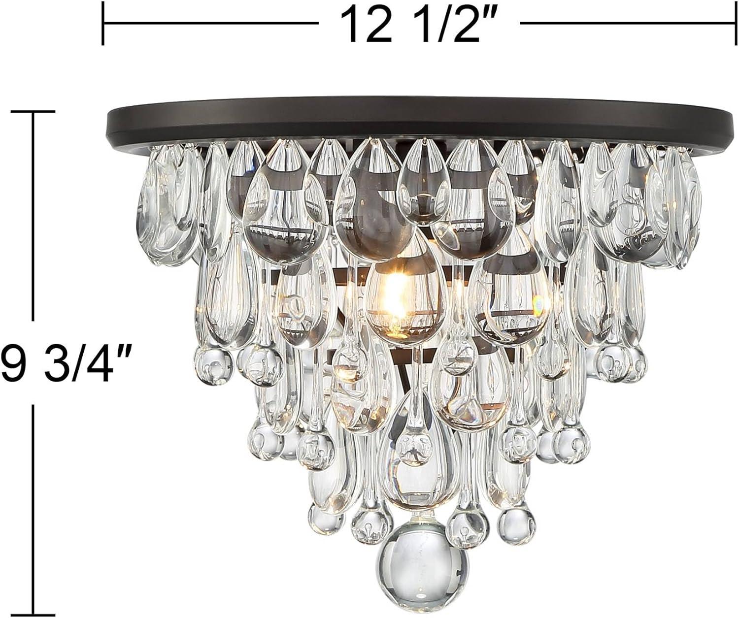 Elegant Modern 17" Bronze Crystal Drop Flush Mount Ceiling Light