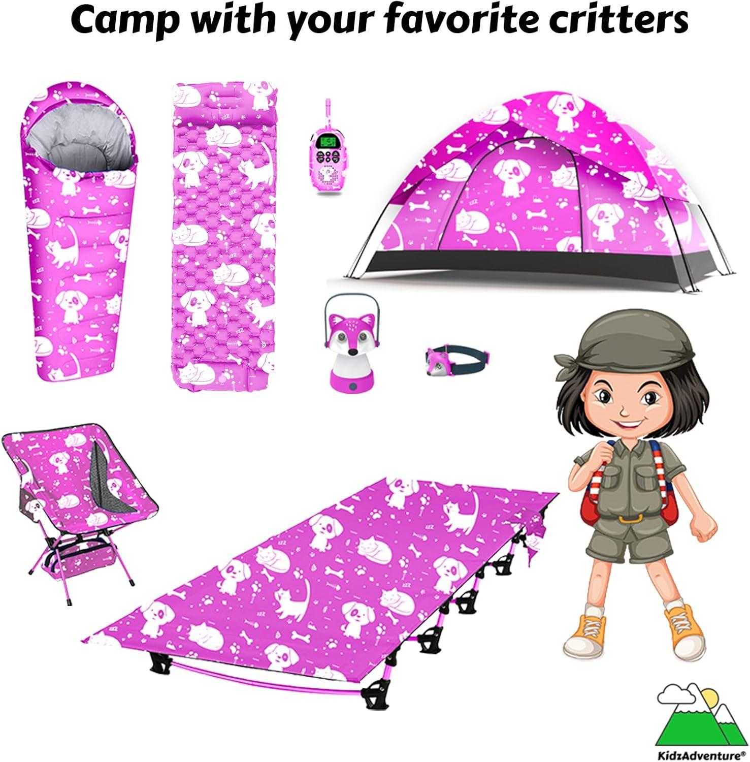 KidzAdventure 2 in 1 Kids Play Tent/Kids Tent for Camping | 1 – 2 Person Backpacking Tent for Kids | Ultralight Indoor & Outdoors Kids Tents – Best Friends Theme
