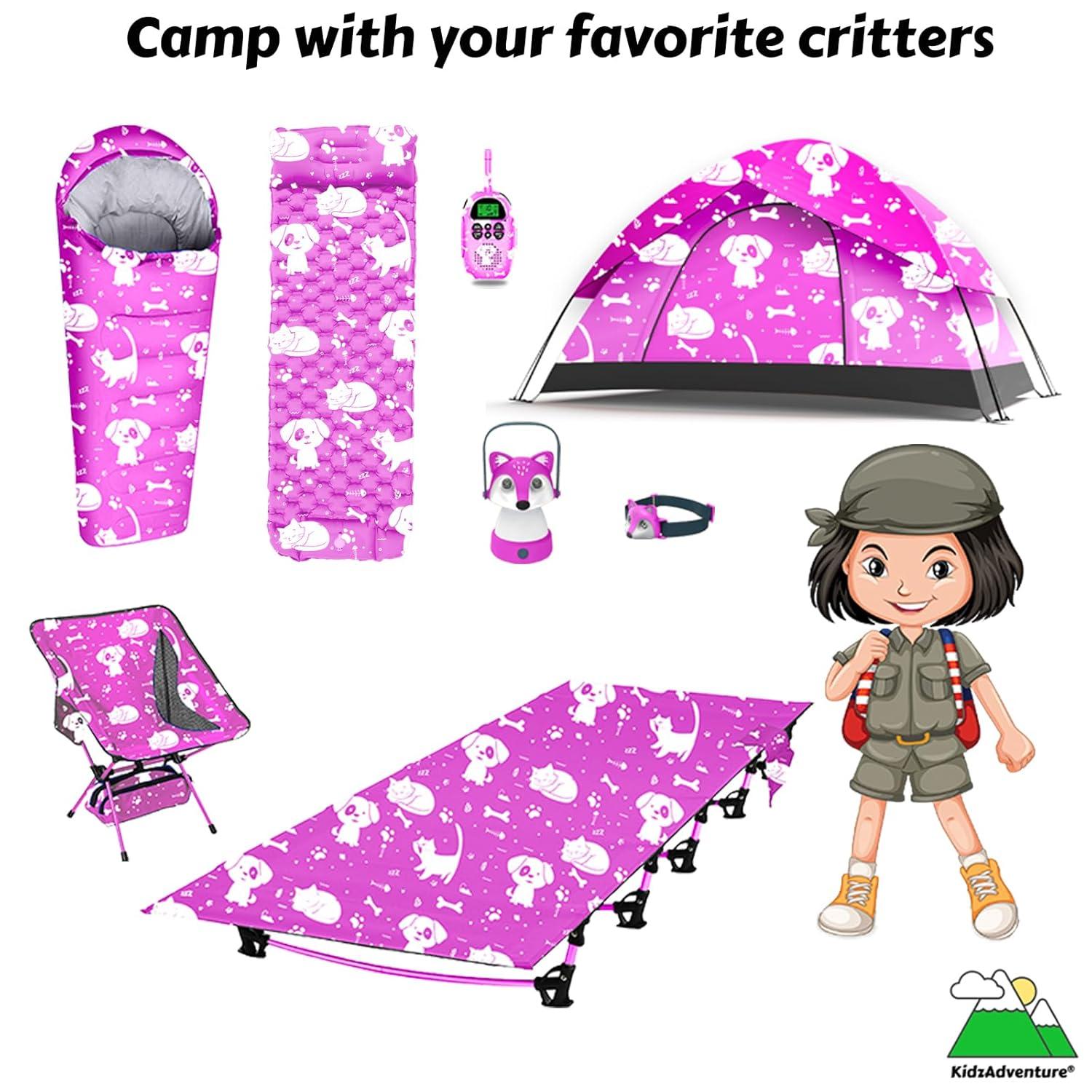 KidzAdventure 2 in 1 Kids Play Tent/Kids Tent for Camping | 1 – 2 Person Backpacking Tent for Kids | Ultralight Indoor & Outdoors Kids Tents – Best Friends Theme