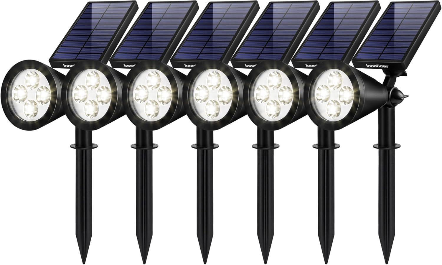 InnoGear Solar Lights Outdoor, Upgraded Waterproof Solar Powered Landscape Spotlights 2-in-1 Wall Light Decorative Lighting Auto On/Off for Pathway Garden Patio Yard Driveway Pool, Pack of 6