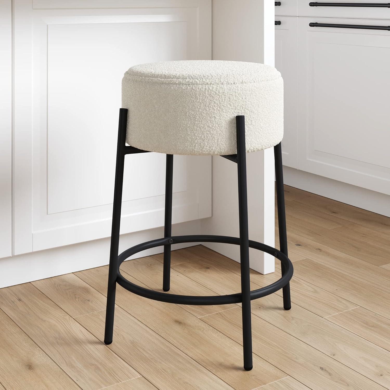 Upholstered Counter Stool with Metal Frame