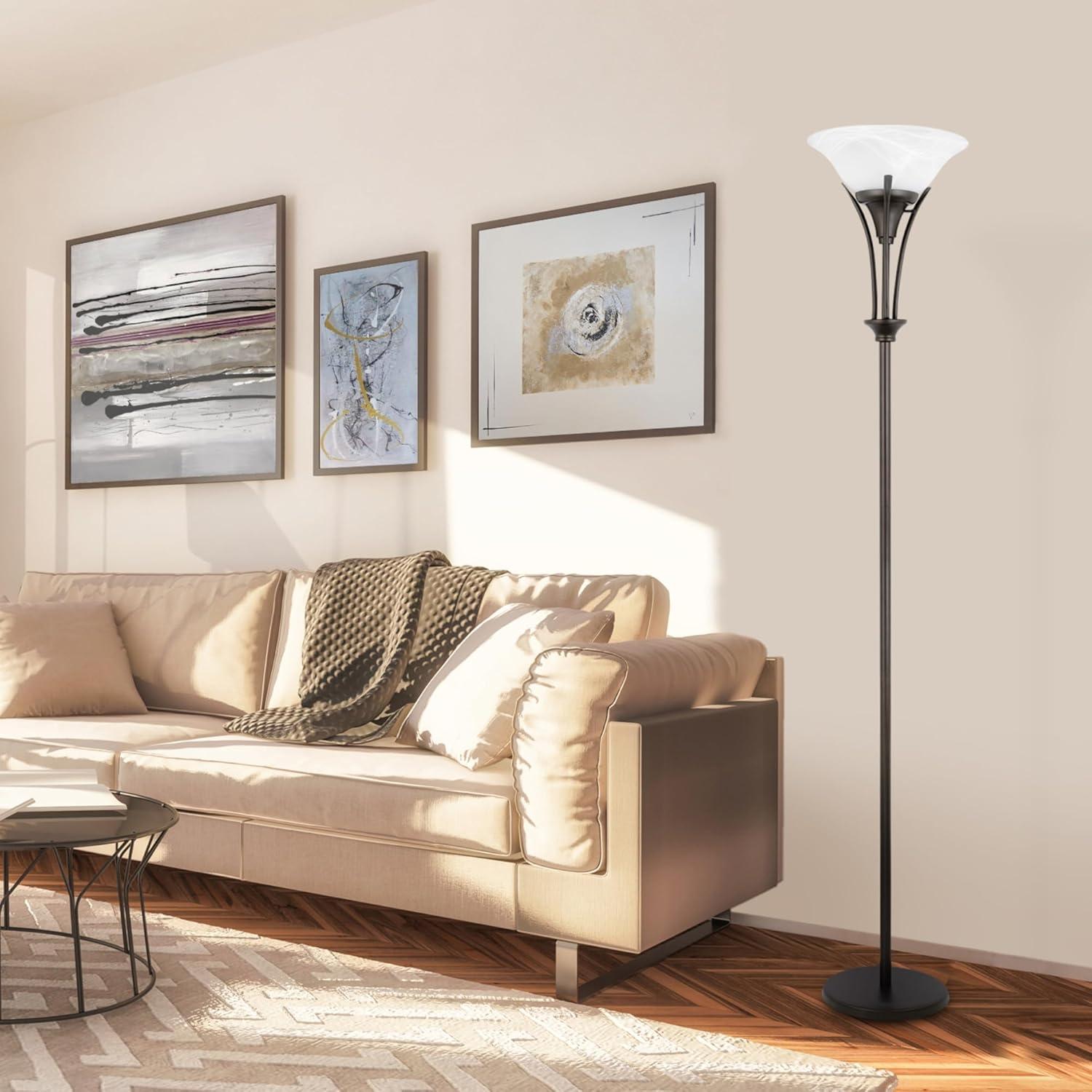 Globe Electric Gatineau 71" Dark Bronze Floor Lamp with Alabaster Glass Shade, 63361