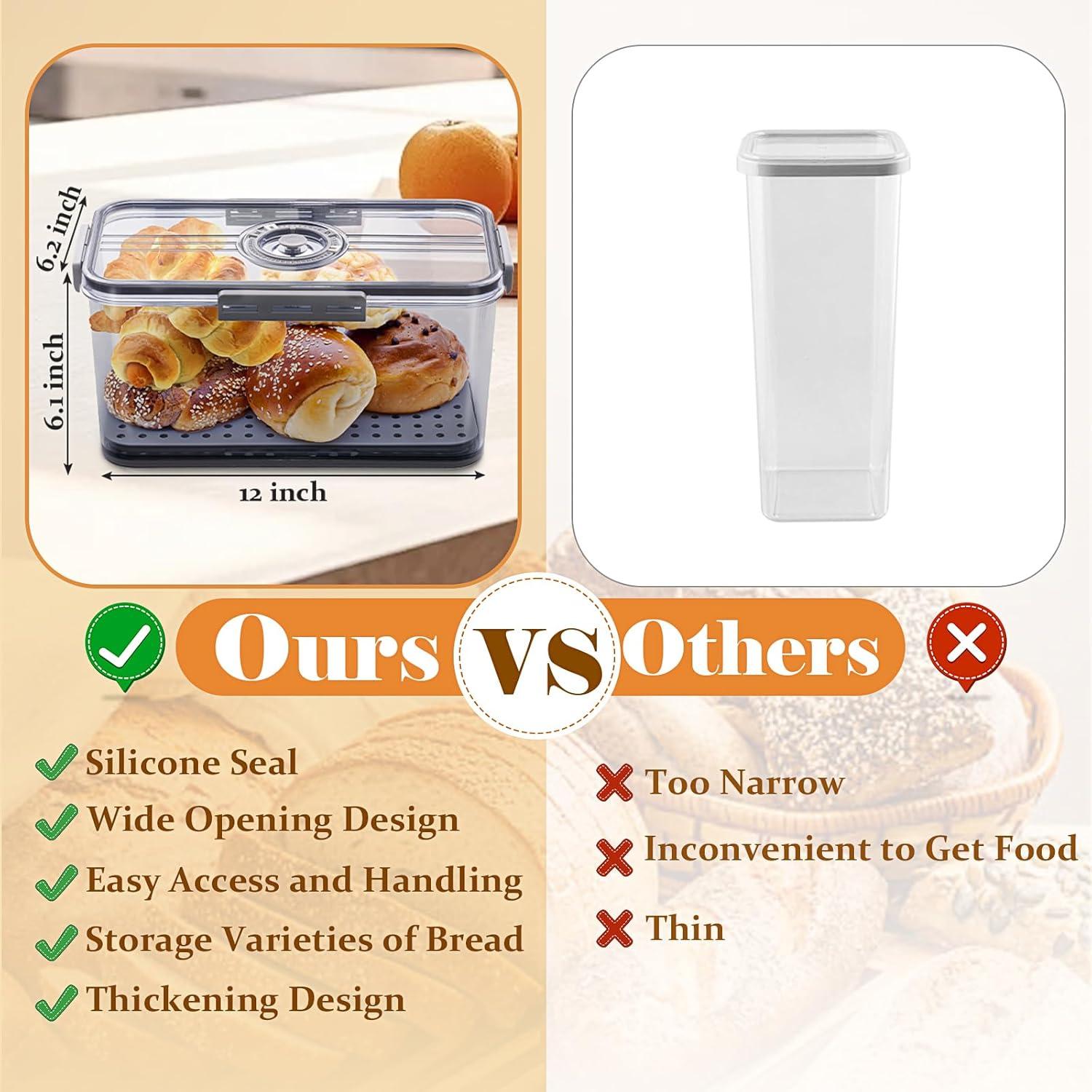Rebrilliant Bread Box Bread Boxes for Kitchen Counter Airtight, Time Recording Bread Storage
