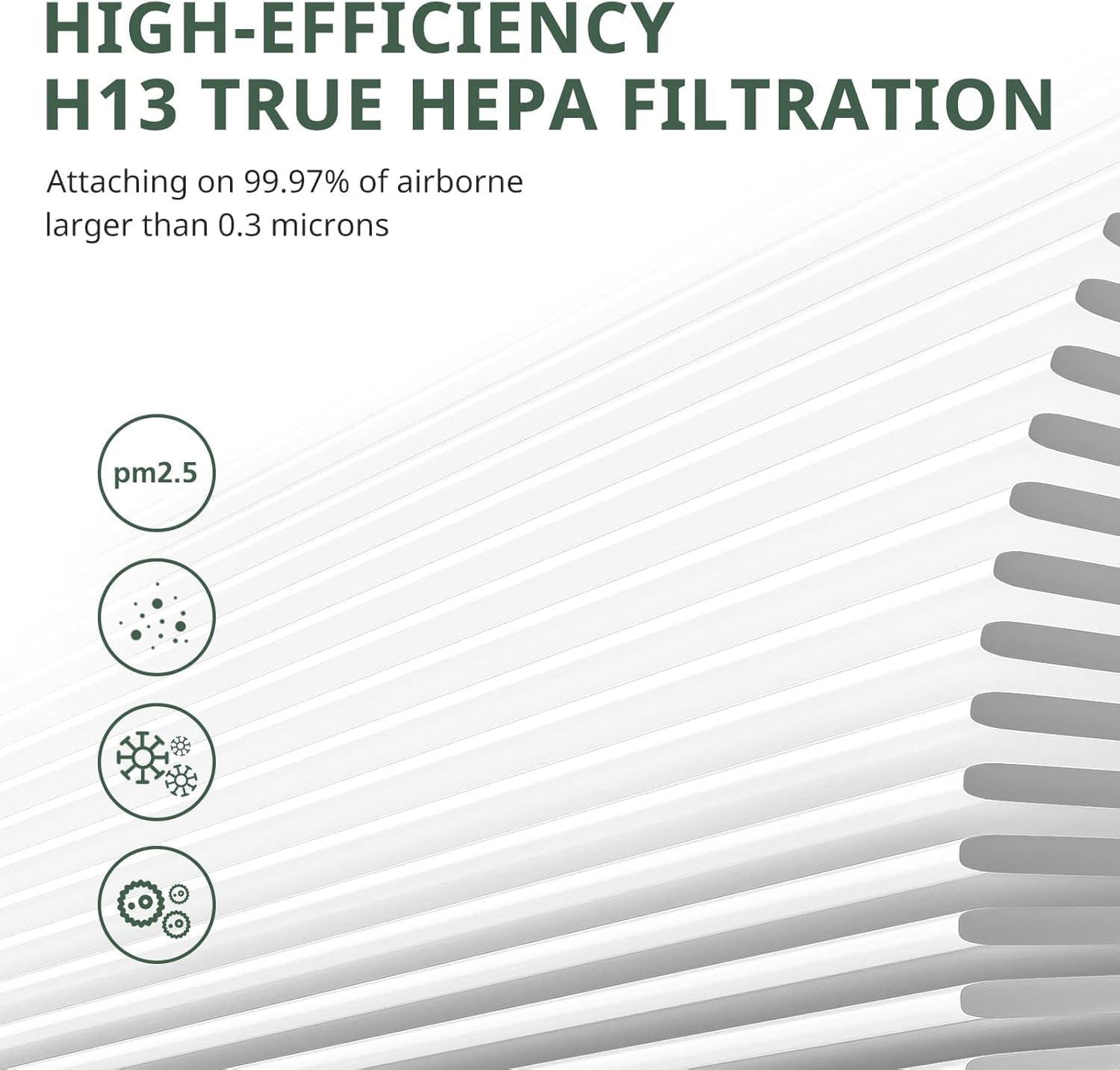 MK04 Replacement Filter, 2 Pack Compatible with MK04 MG04JH Air Purifier, Air Filter H13 True HEPA Filter for Dust, Pet Dander, Smoke for Bedroom, Home, Office (Green)