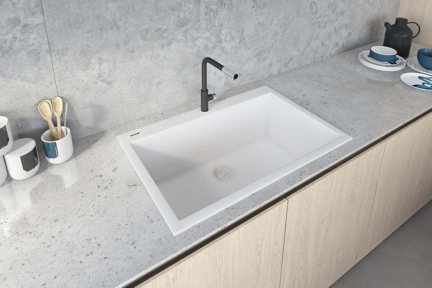 Ruvati 30 x 20 inch epiGranite Drop-in Topmount Granite CompositeKitchen Sink