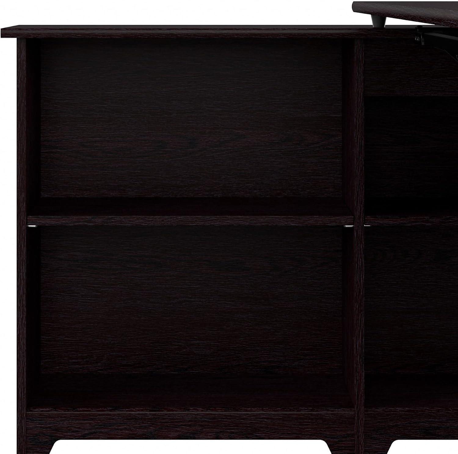 Bush Furniture Cabot 52" Sit to Stand Corner Bookshelf Desk, Espresso Oak