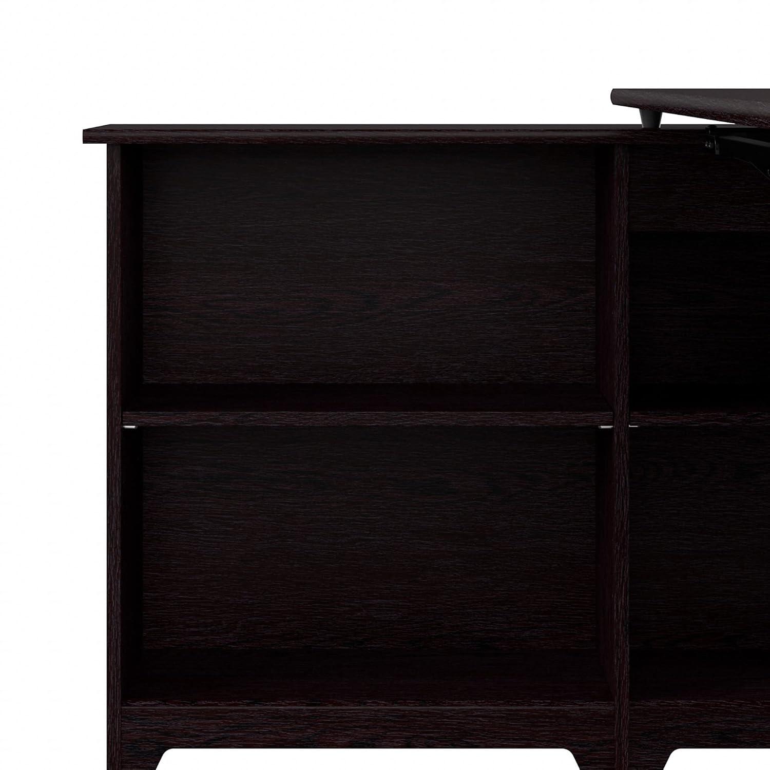 Bush Furniture Cabot 52" Sit to Stand Corner Bookshelf Desk, Espresso Oak
