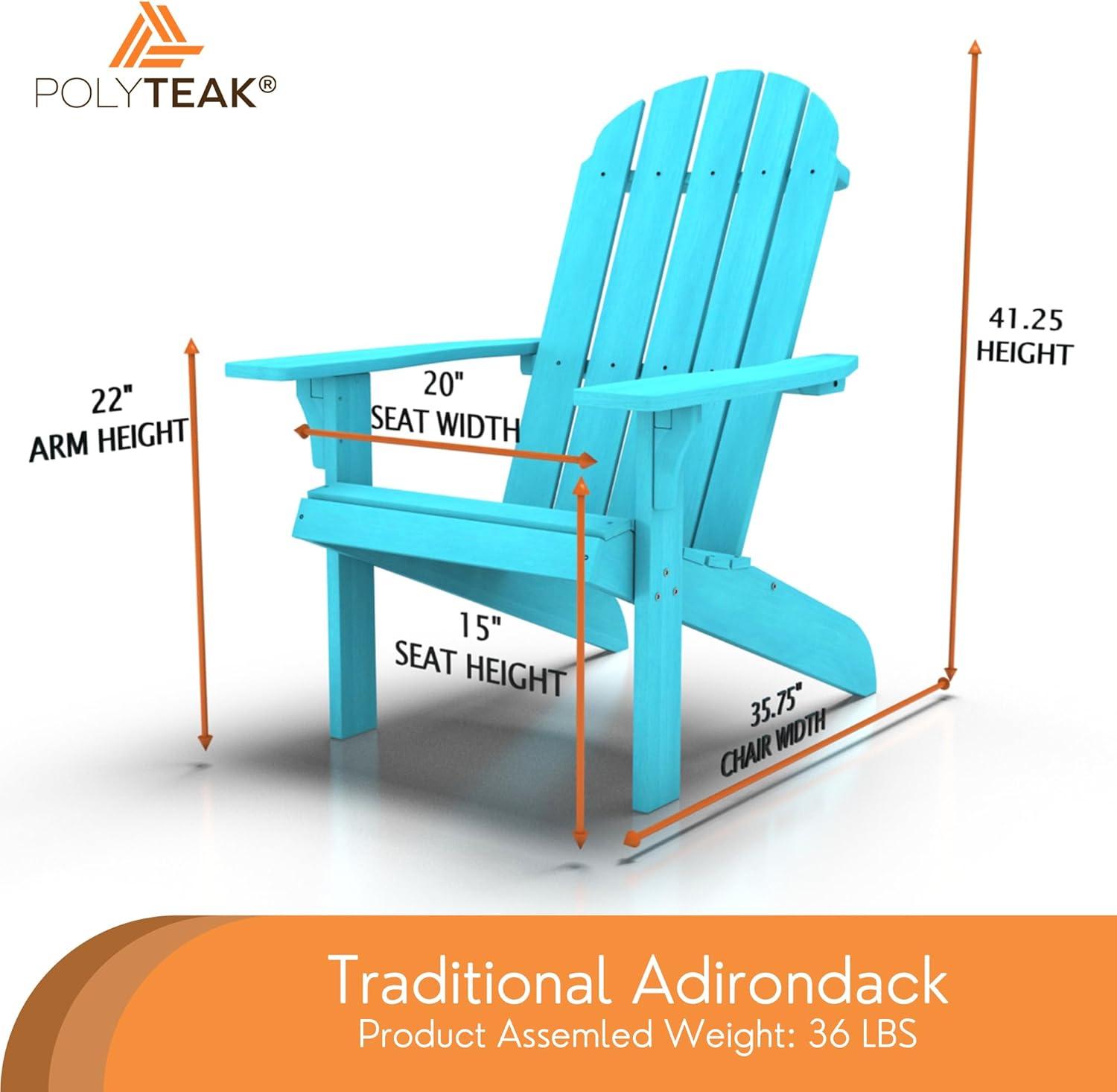 POLYTEAK Traditional Element Adirondack Chair, All Weather Poly Lumber Turquoise