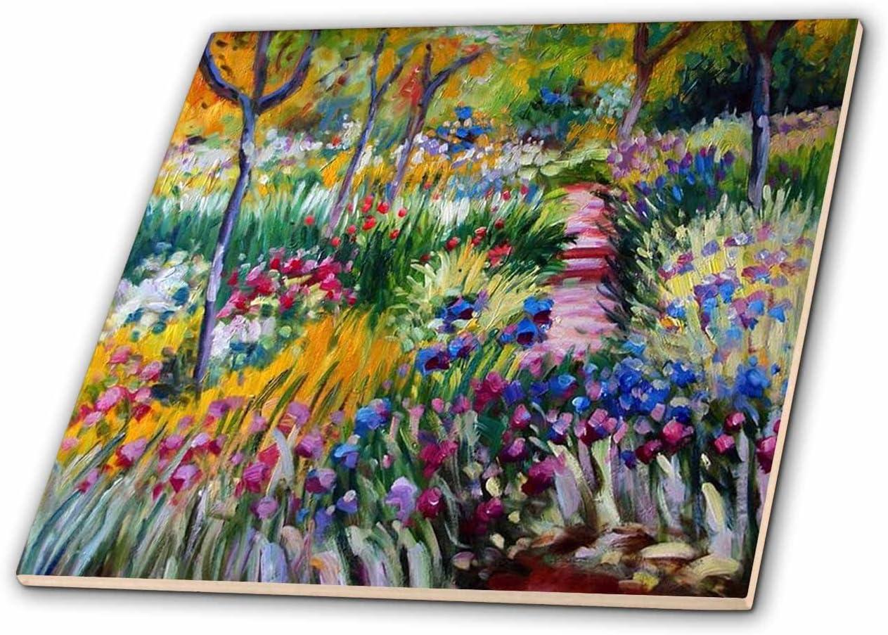 3dRose Print of Monet Painting Monet Garden - Ceramic Tile, 6-inch