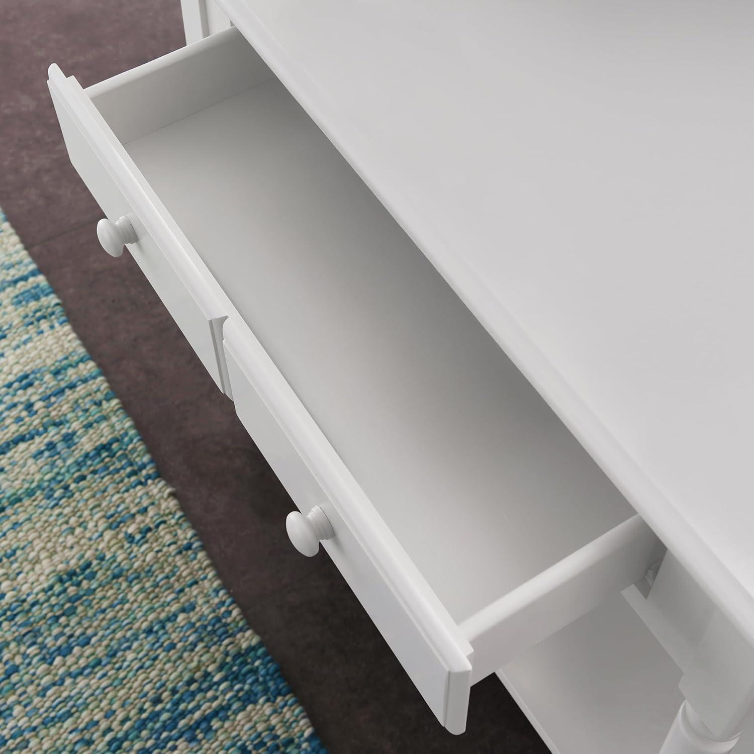 Leick Home Coastal Notions Solid Wood Console Table with Shelf, White