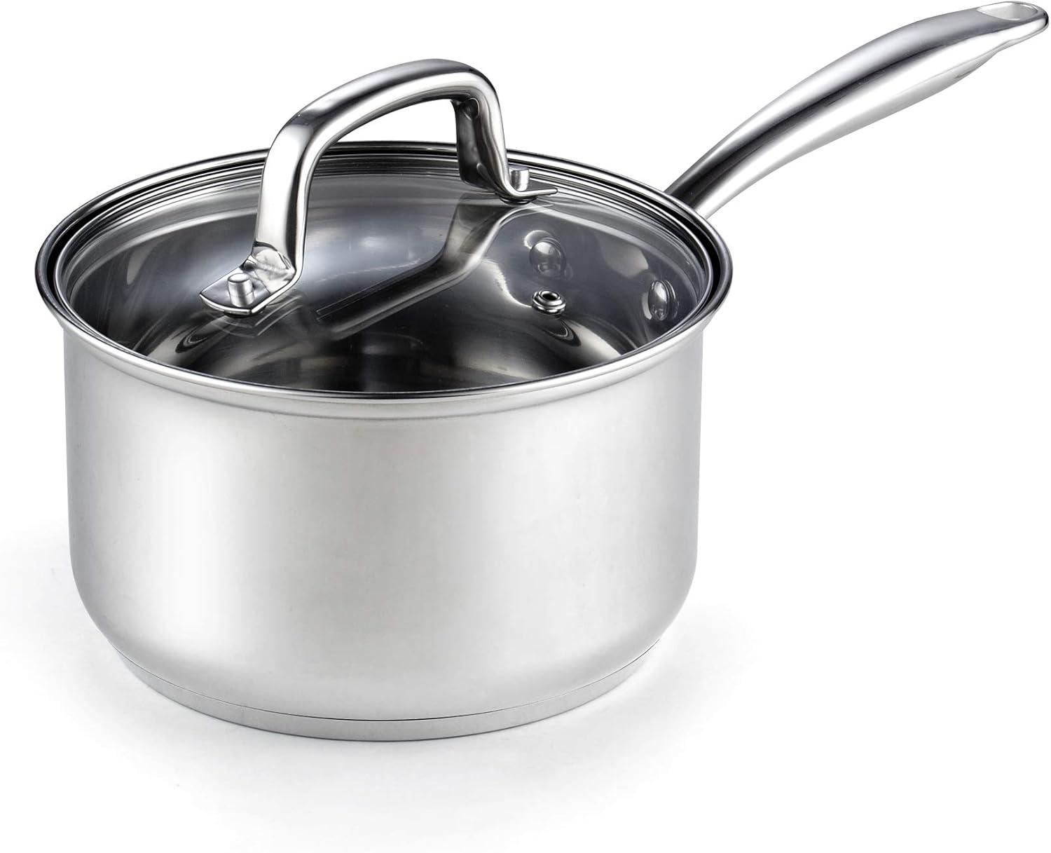 3-Quart Stainless Steel Saucepan with Glass Lid