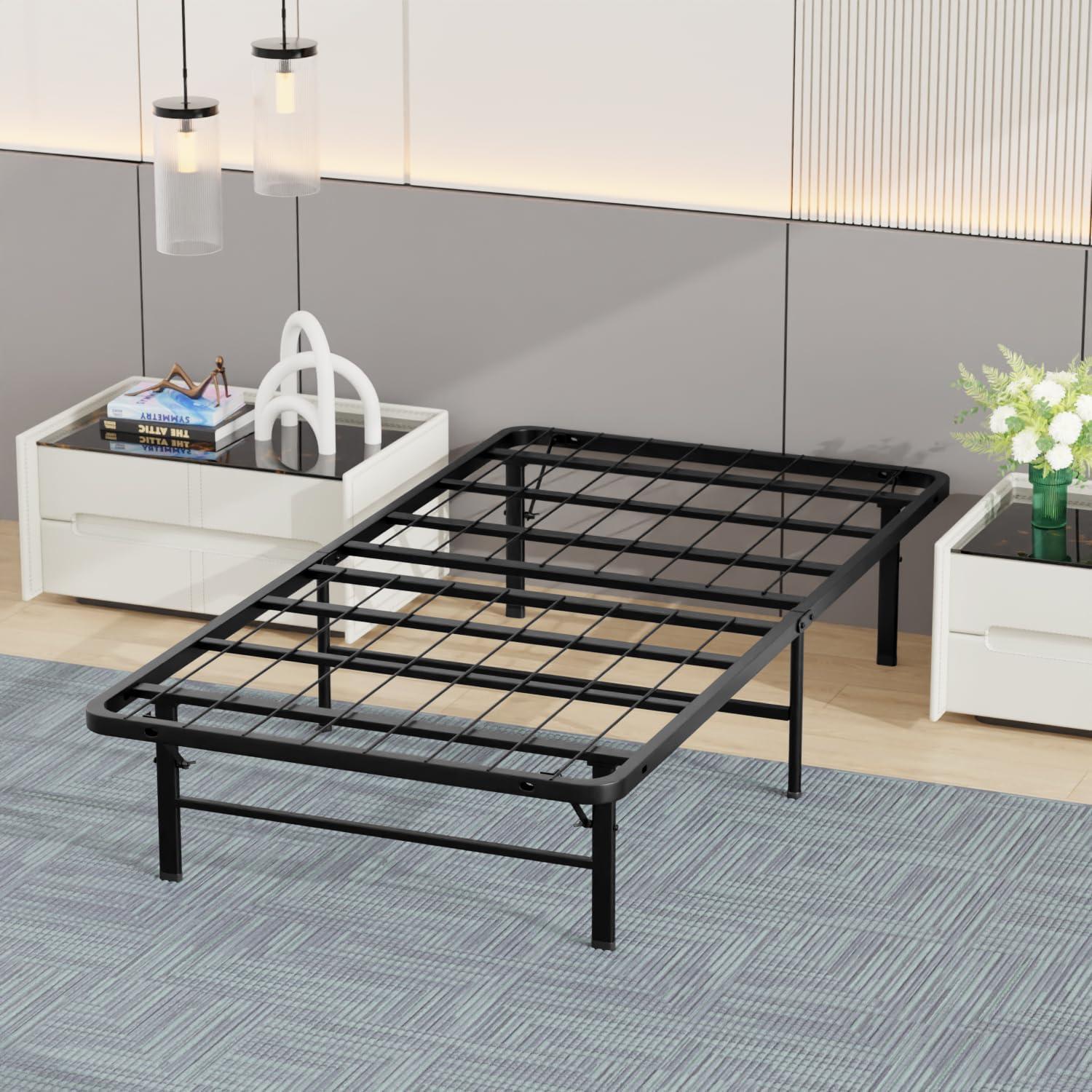 FDW Bed Frame Metal Platform Bed Frame 14 Inch Mattress Foundation Box Spring Replacement Heavy Duty Steel Slat Noise-Free