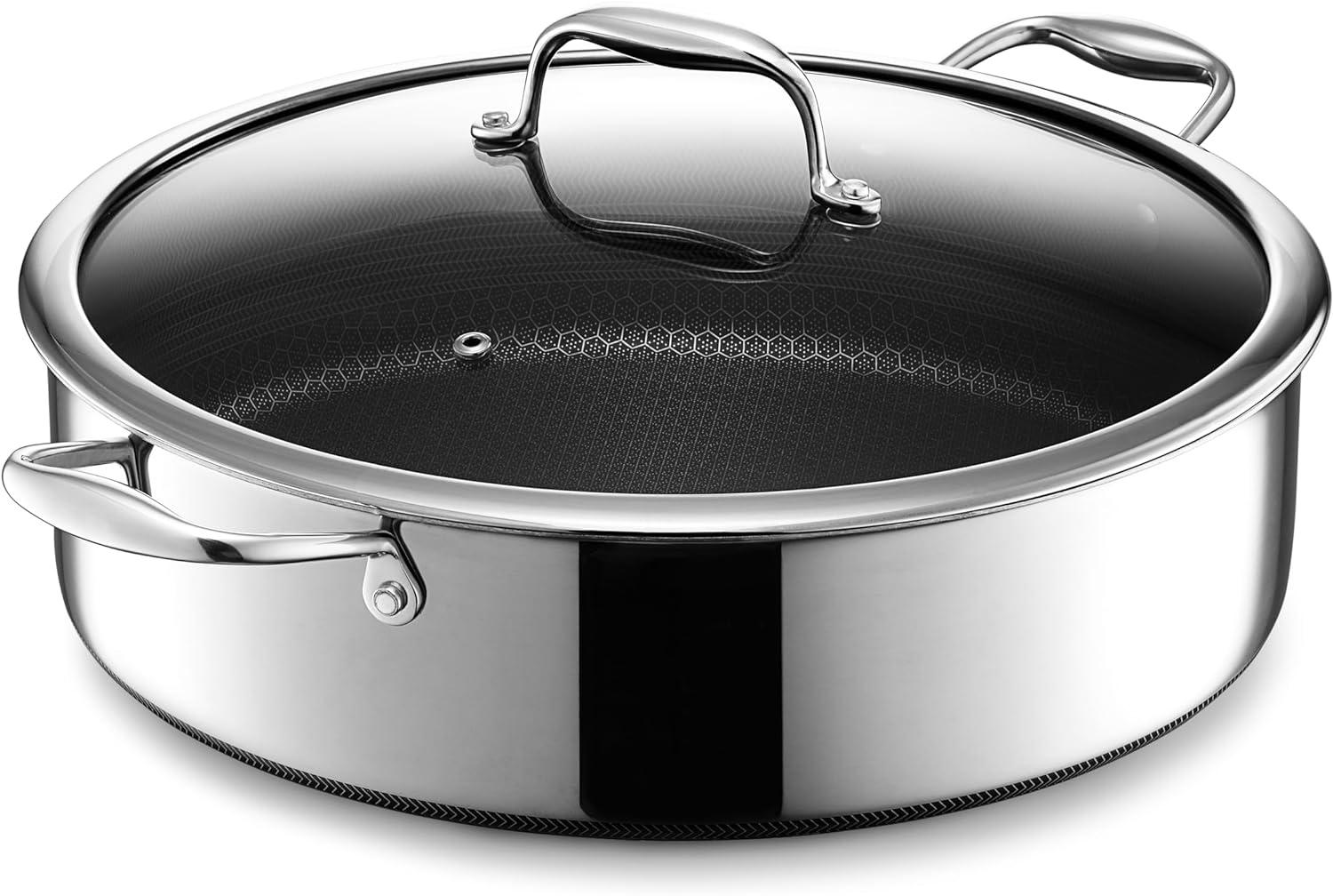 HexClad 7-Quart Hybrid Nonstick Aluminum Sauté Pan with Lid