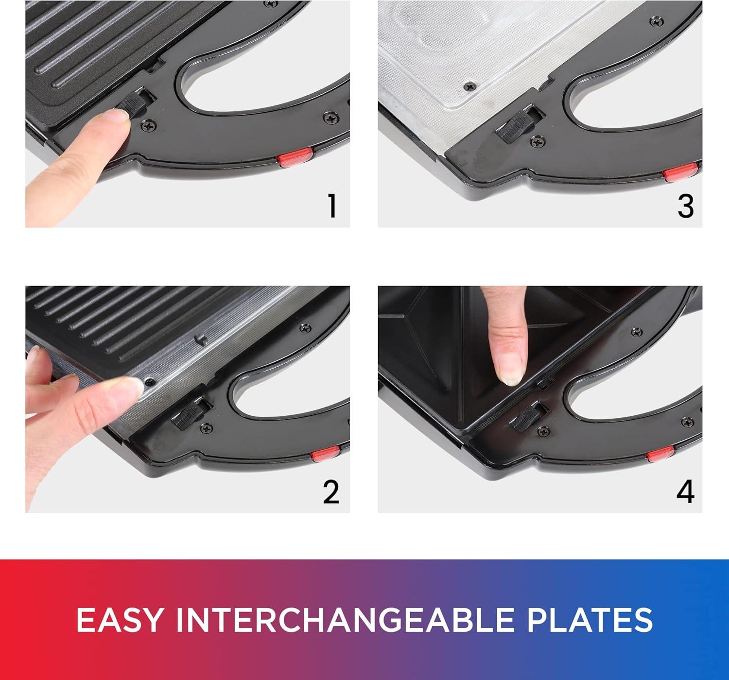 Total Chef Total Chef Electric Griddle Waffle Maker Sandwich Press Open