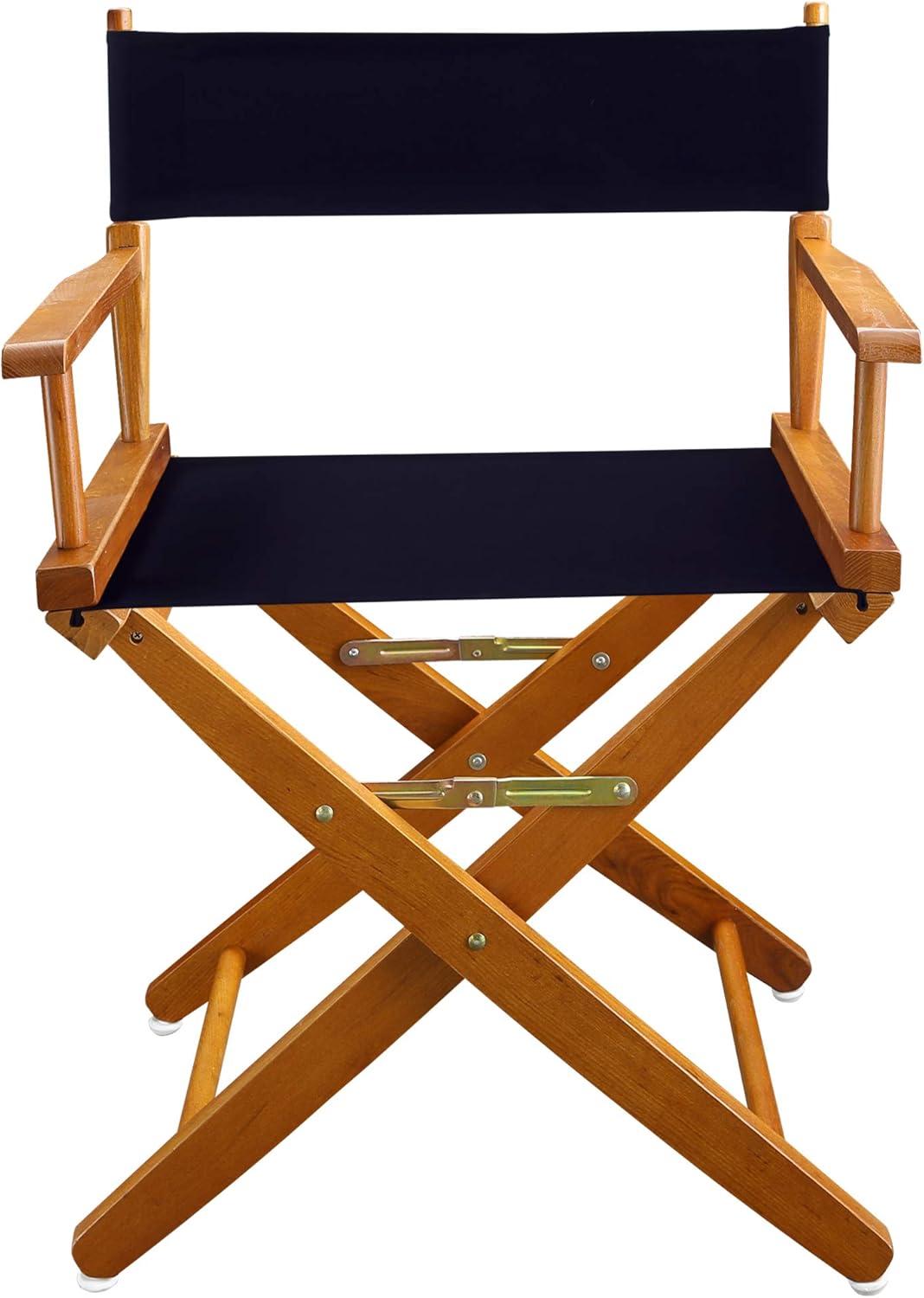 Mission Oak Extra-Wide 18" Director's Chair with Navy Canvas