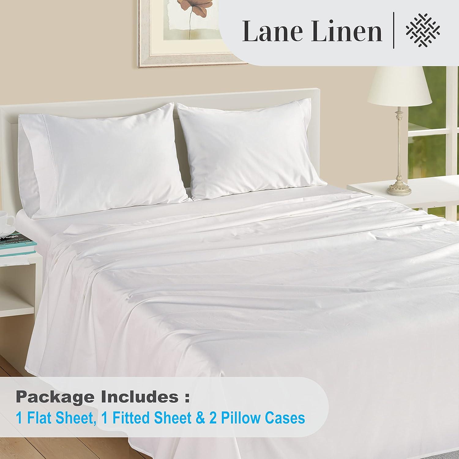 LANE LINEN 100% Egyptian Cotton Sheets Queen Size - 1000 Thread Count White Bed Sheets for Queen Size Bed, Long Staple Cotton Bedding Sheets, Sateen Weave, Luxury Hotel Sheets, Fits upto 17" Mattress