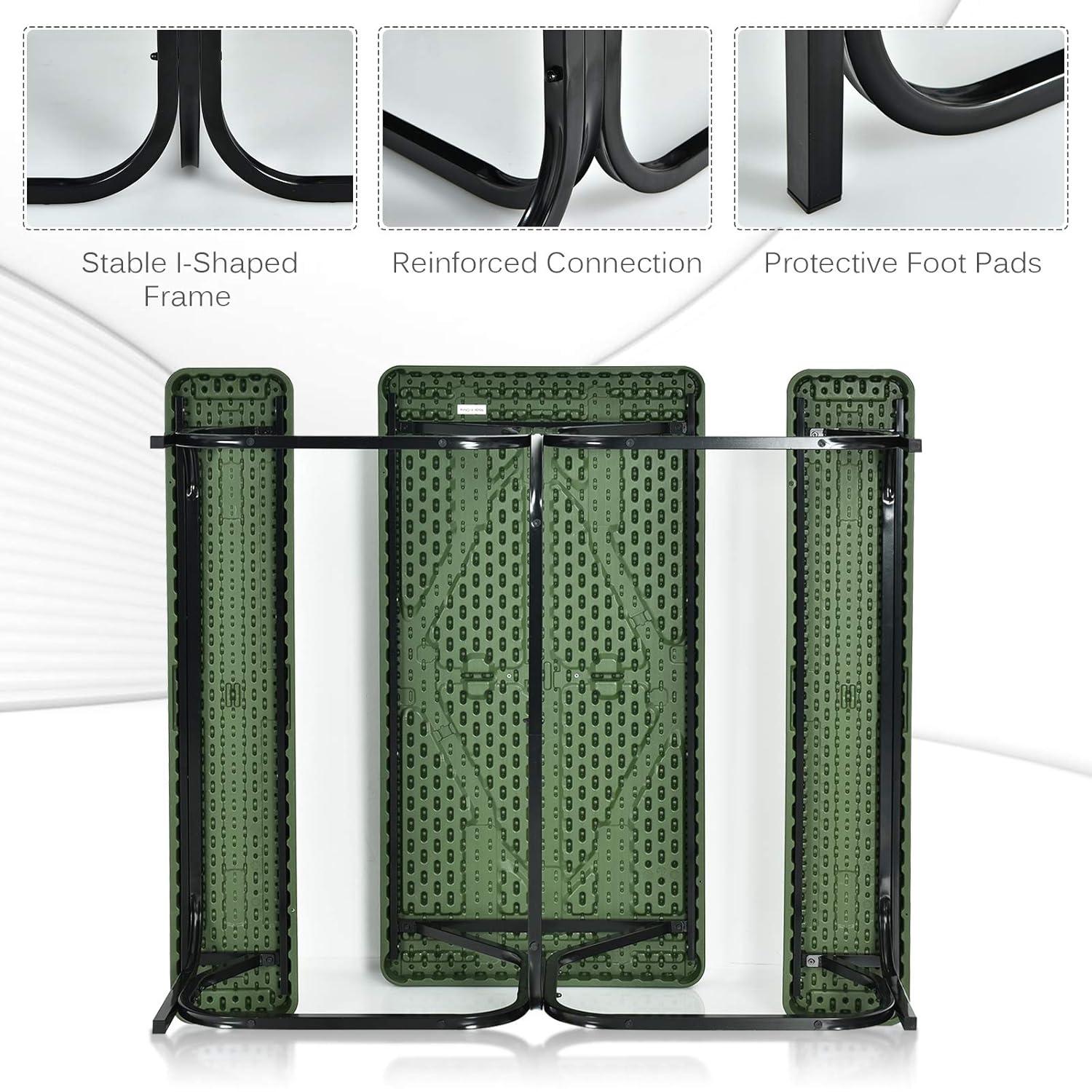 Spaco Picnic Table Bench Set for Outdoor Camping -Green, Furniture Conversation Sets, Coffee Table for Garden, Poolside, Backyard