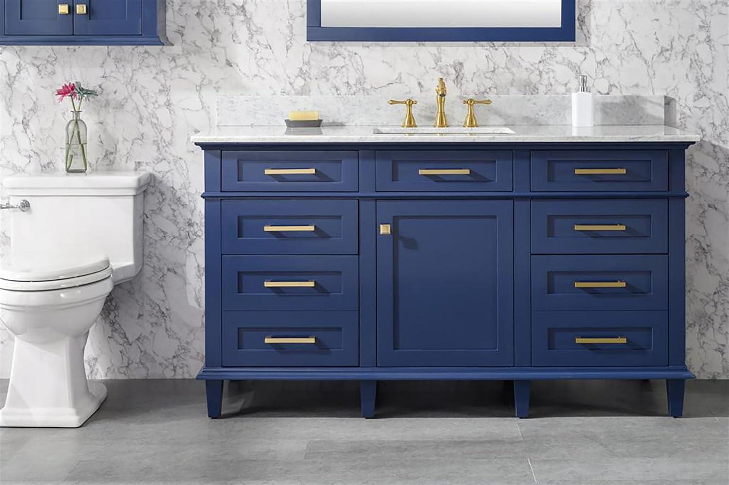 Legion Furniture 60" MDF/Veneer Wood Single Sink Vanity Cabinet in Blue