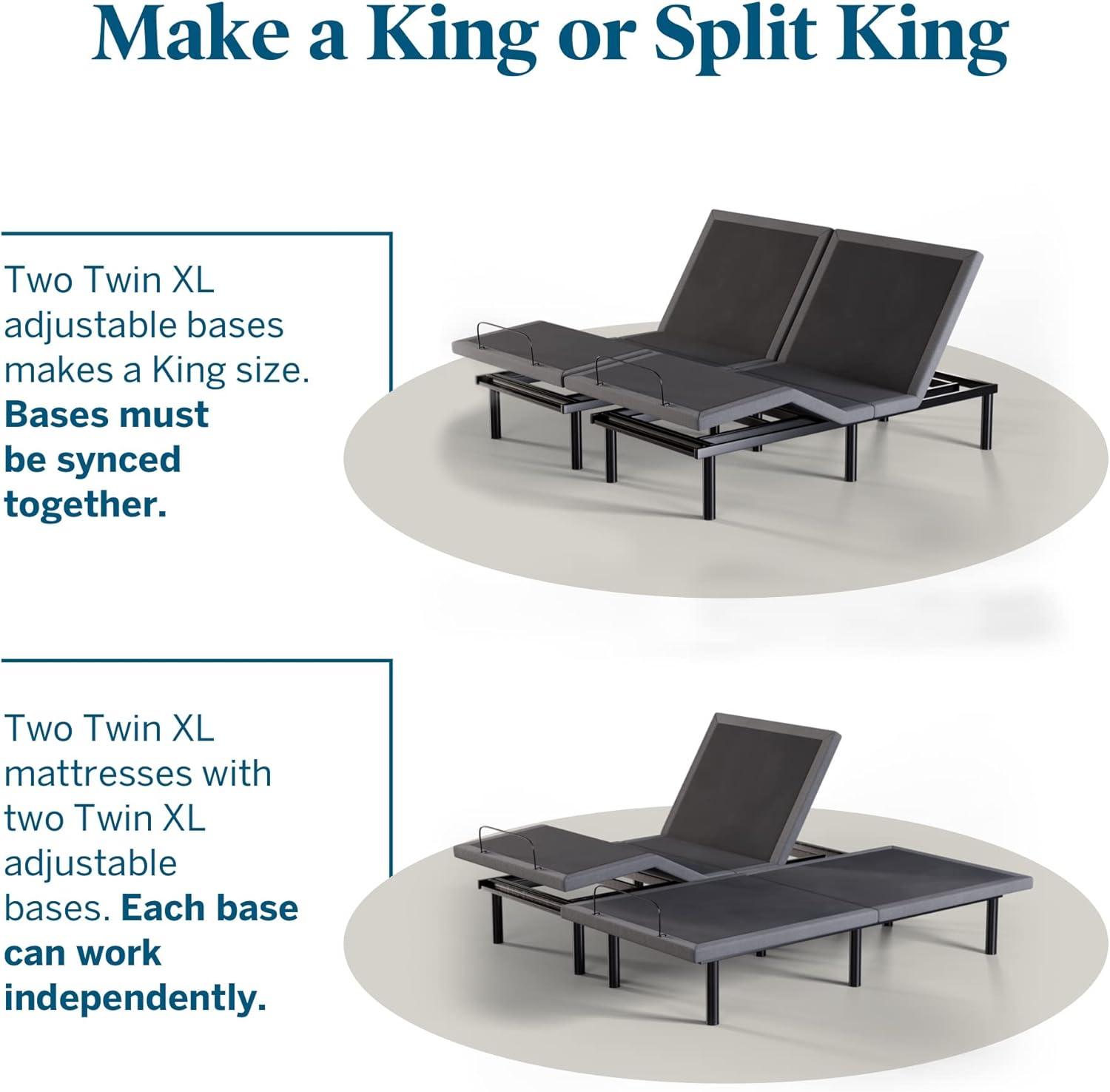 Twin XL Adjustable Metal Bed Frame with Bluetooth and Remote