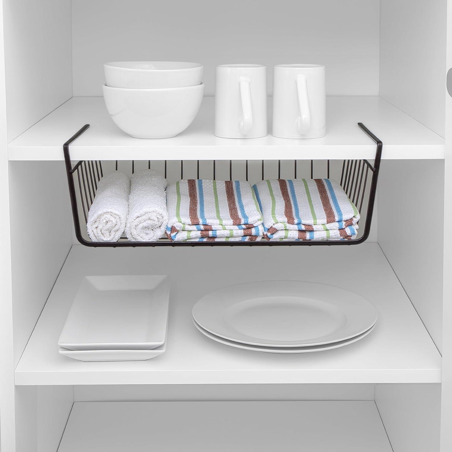 Smart Design Undershelf Storage Basket - Medium - 16 x 5.5 inch - Black