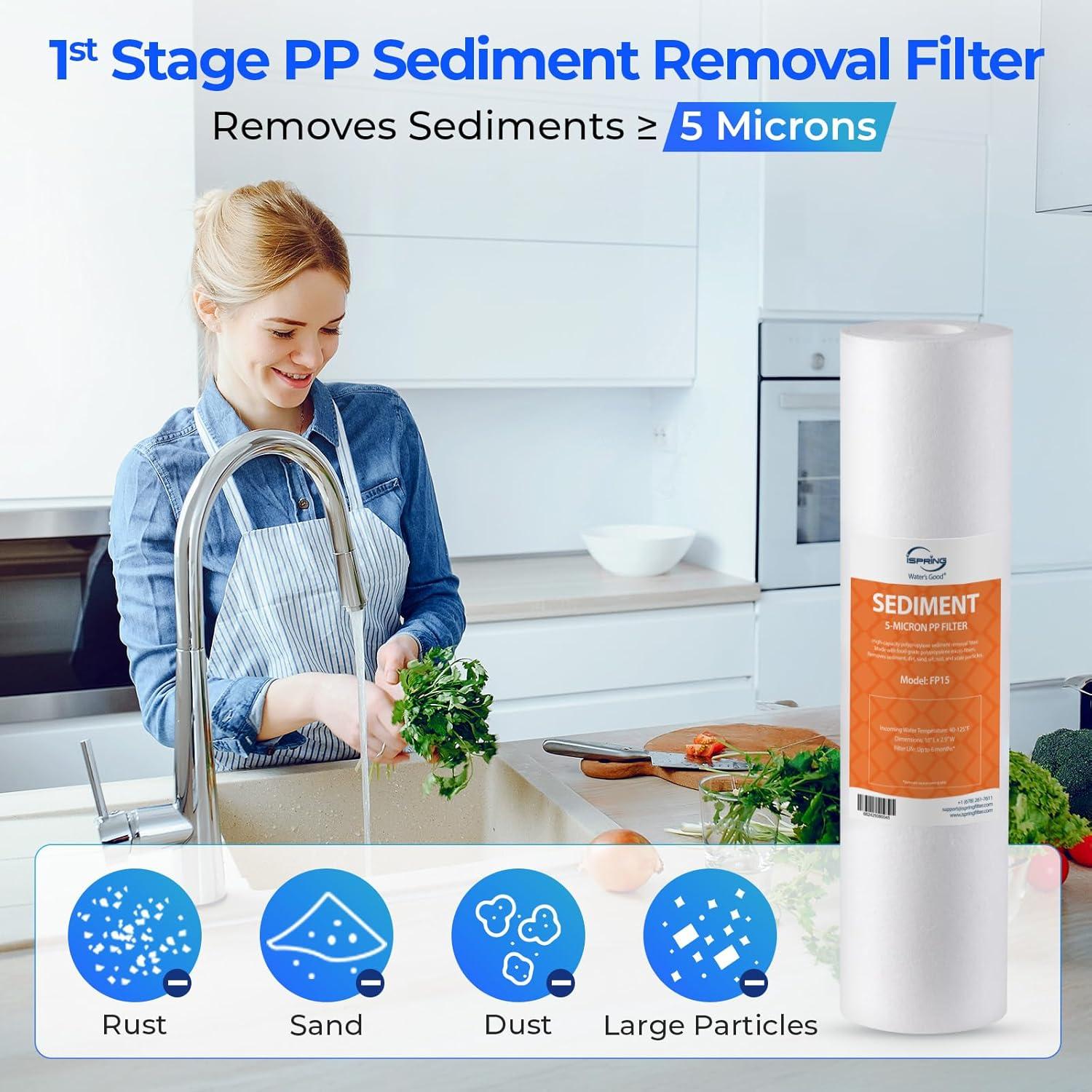 iSpring 10X2.5 Inch Standard Reverse Osmosis Water Filter 1-Year Replacement Cartridges