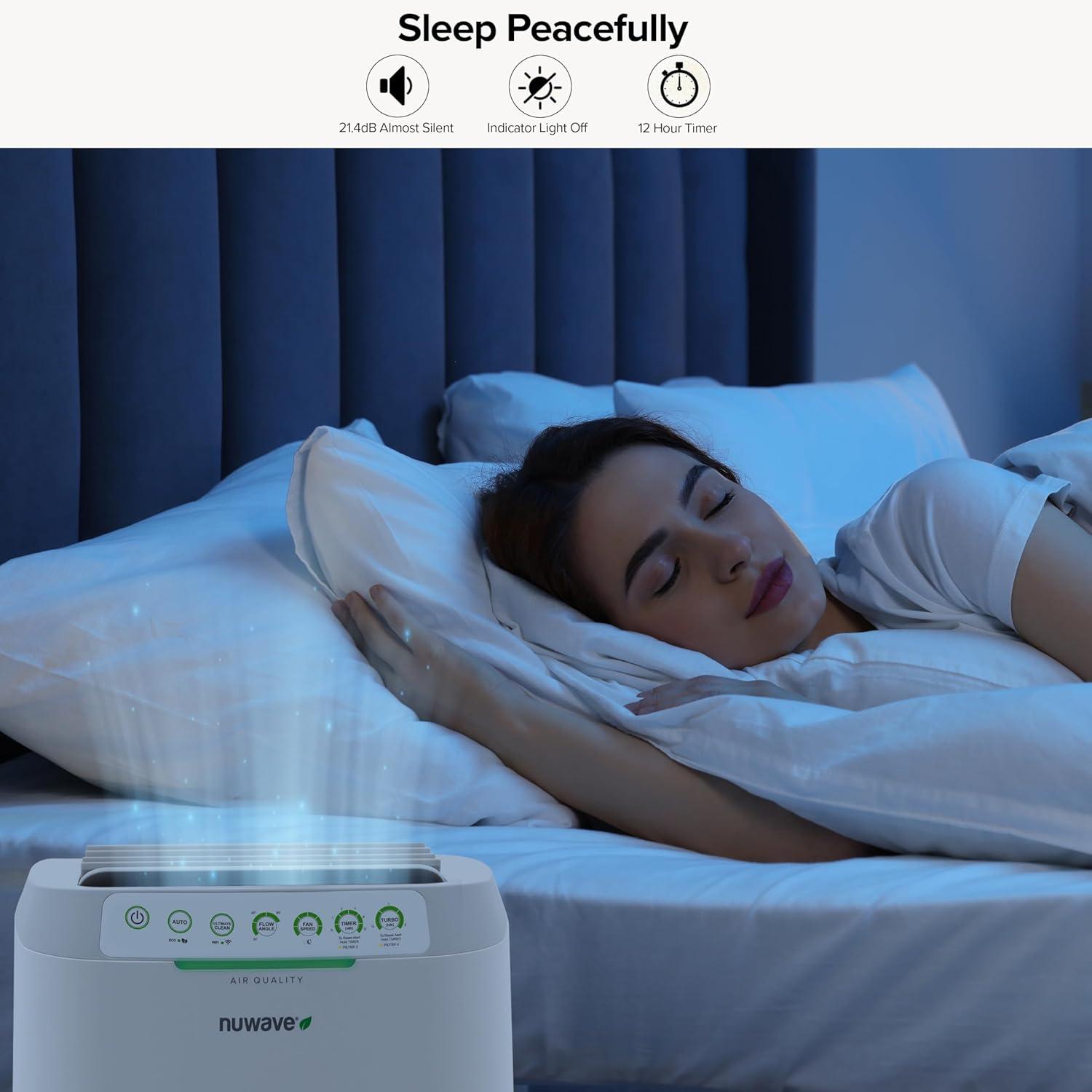 Nuwave Forever Smart Air Purifier for Home, Never Replace Air Filter System, Patented 7-Stage Filtration, Cleans Large Room up to 2,002 Sq Ft, Adjustable Flow Panel, Washable & Reusable Filters