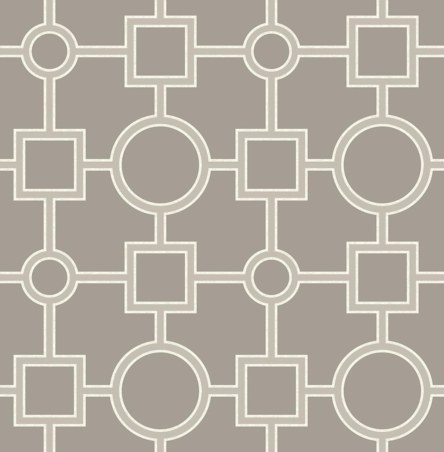 Taupe Geometric Pattern Removable Washable Wallpaper