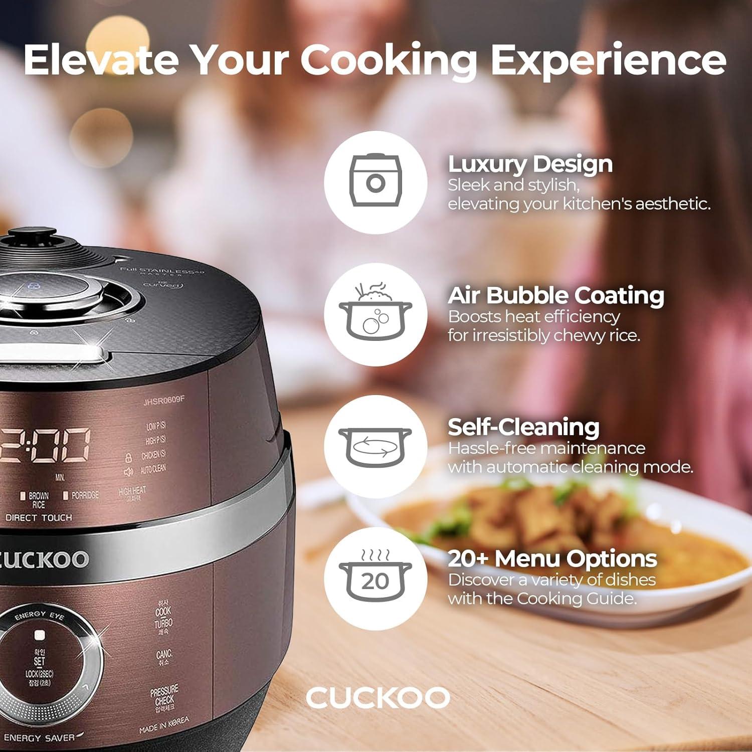 CUCKOO 10-Cup Induction Heating Pressure Rice Cooker and Warmer Bronze: 14 Settings, Automatic Keep Warm, Dishwasher-Safe Parts