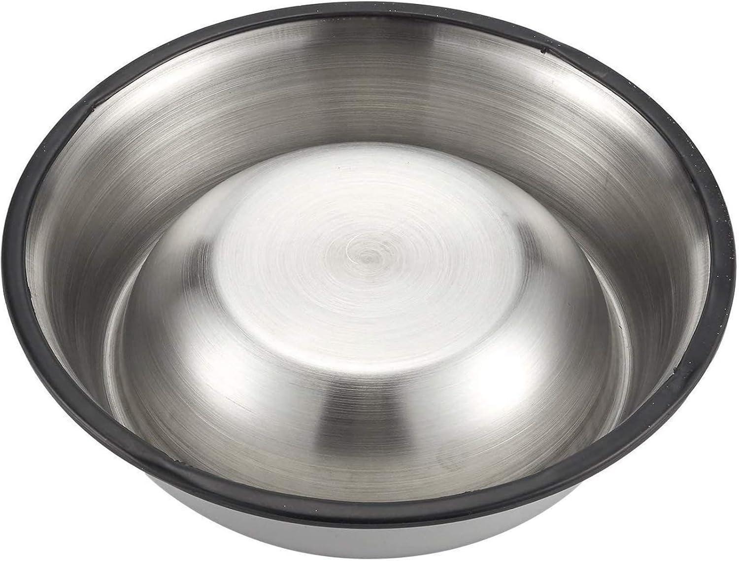 Juvale Stainless Steel Dog Bowls - Set of 2 Pet Food and Water Dish Bowls with Non-skid Base for Cats, Small, Medium and Large Sized Dogs - Silver, 10 inches Diameter