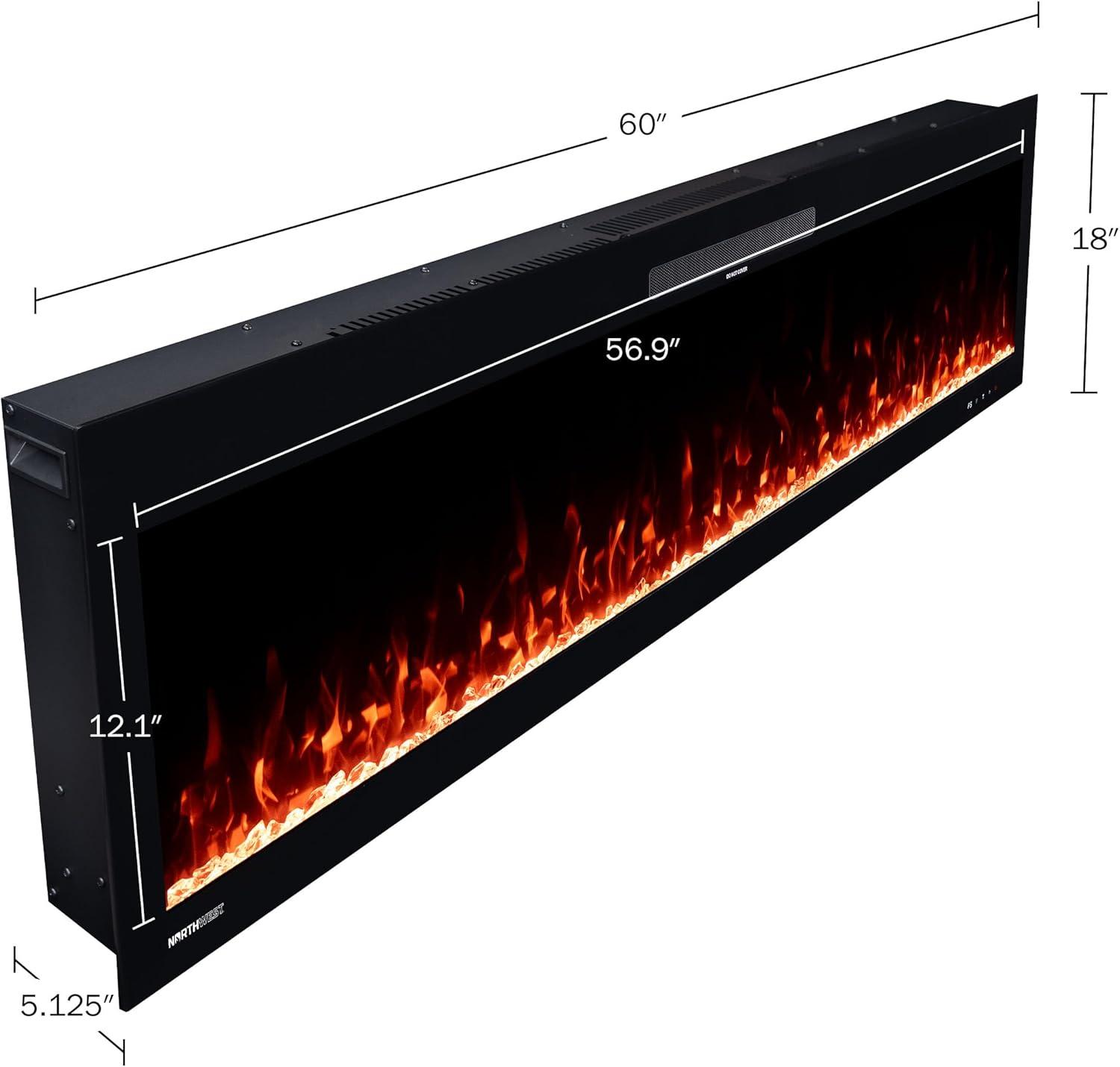 Northwest 60 Inch Electric Fireplace with Fire Crackling Sounds and Remote