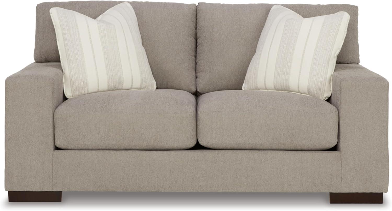 Beige Fabric Loveseat with Removable Cushions