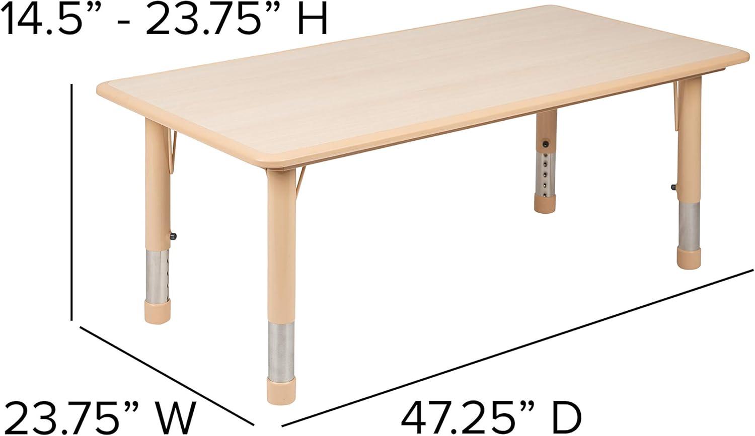 Emma and Oliver 23.625"W x 47.25"L Rectangular Plastic Height Adjustable Activity Table