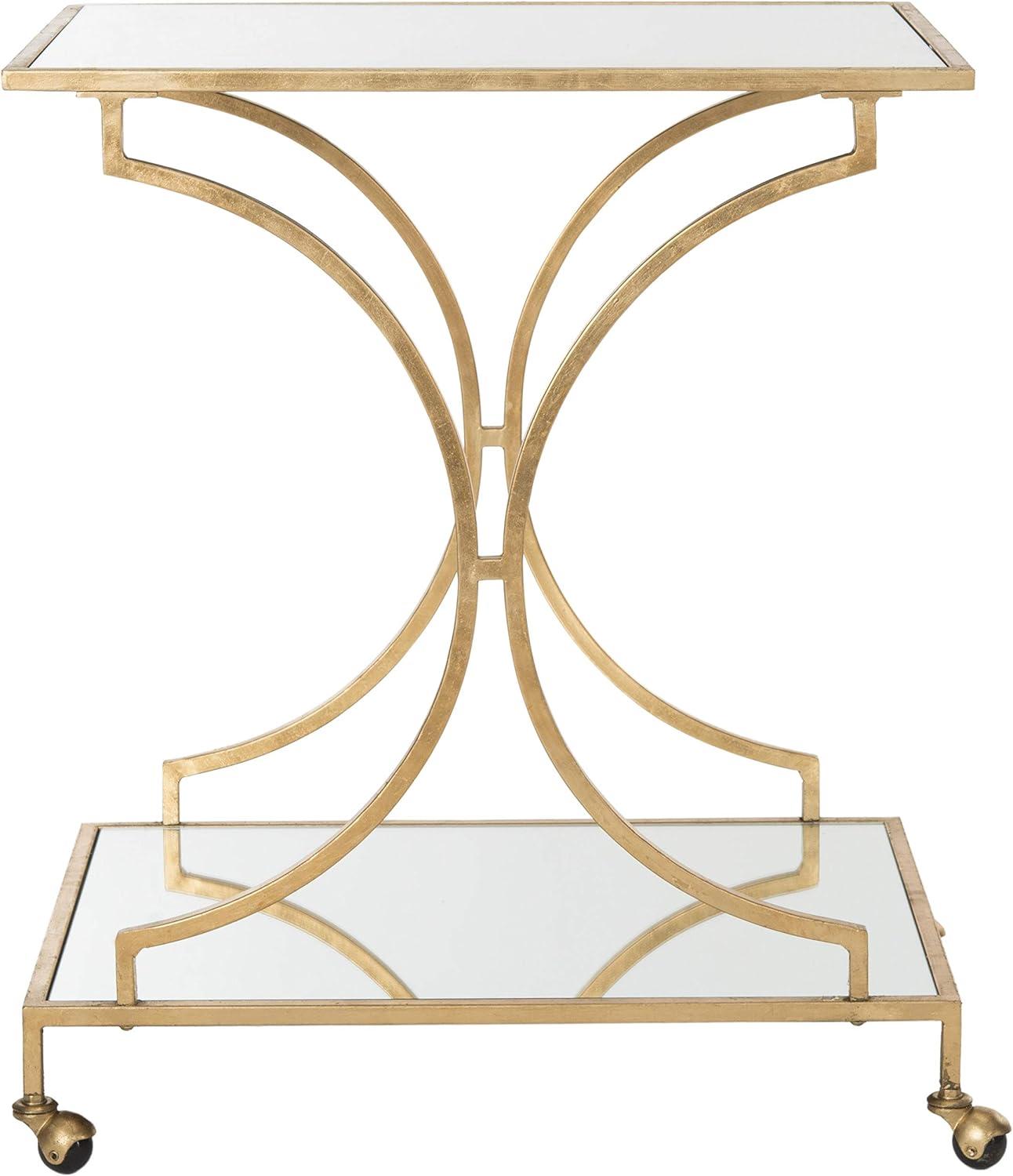 Ignatius Bar Cart - FOX2555B - Gold/Mirror - Safavieh