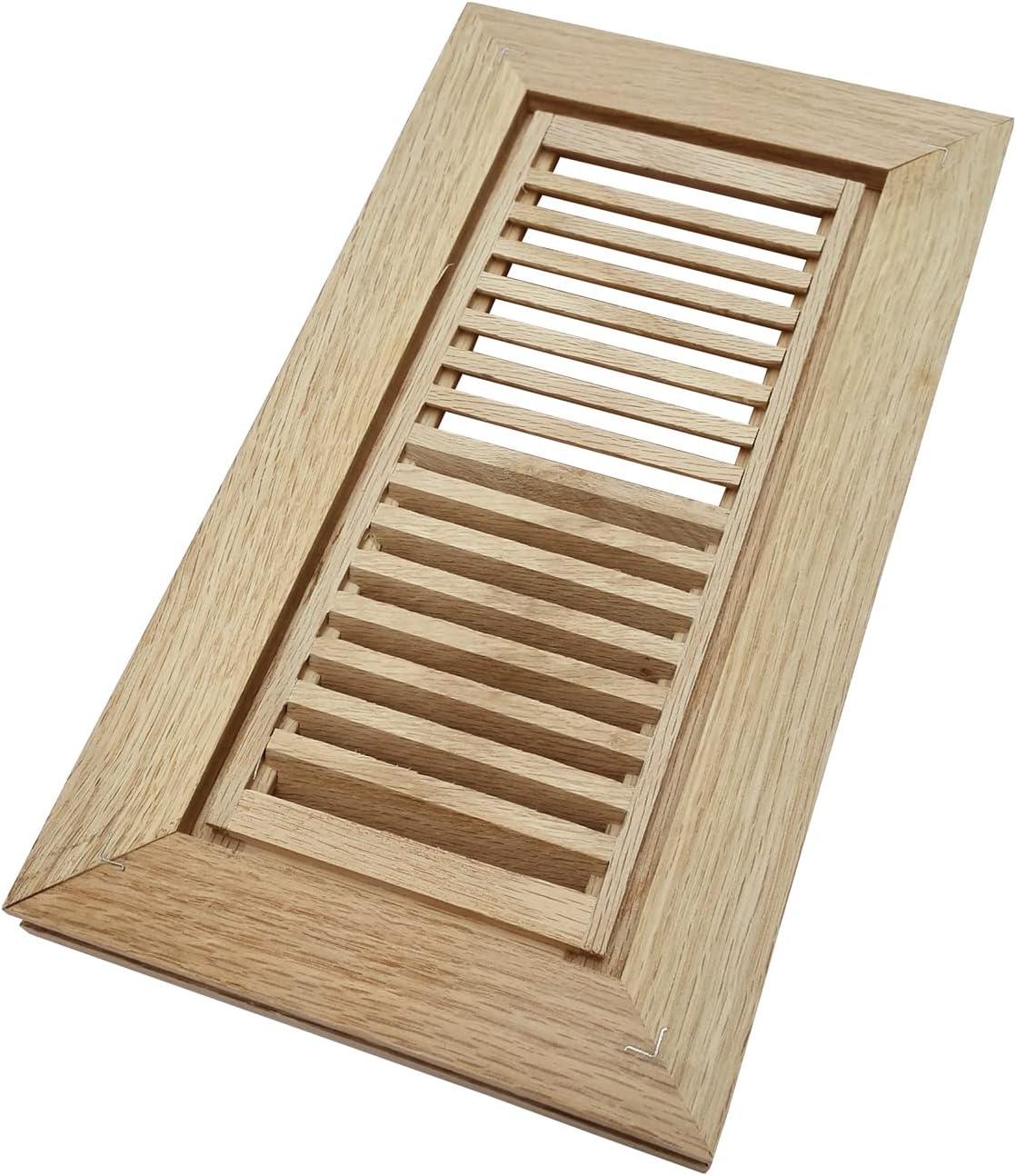 Hardwood White Oak Floor Register, Flush Mount with Frame, 4x10 Inch, Unfinished