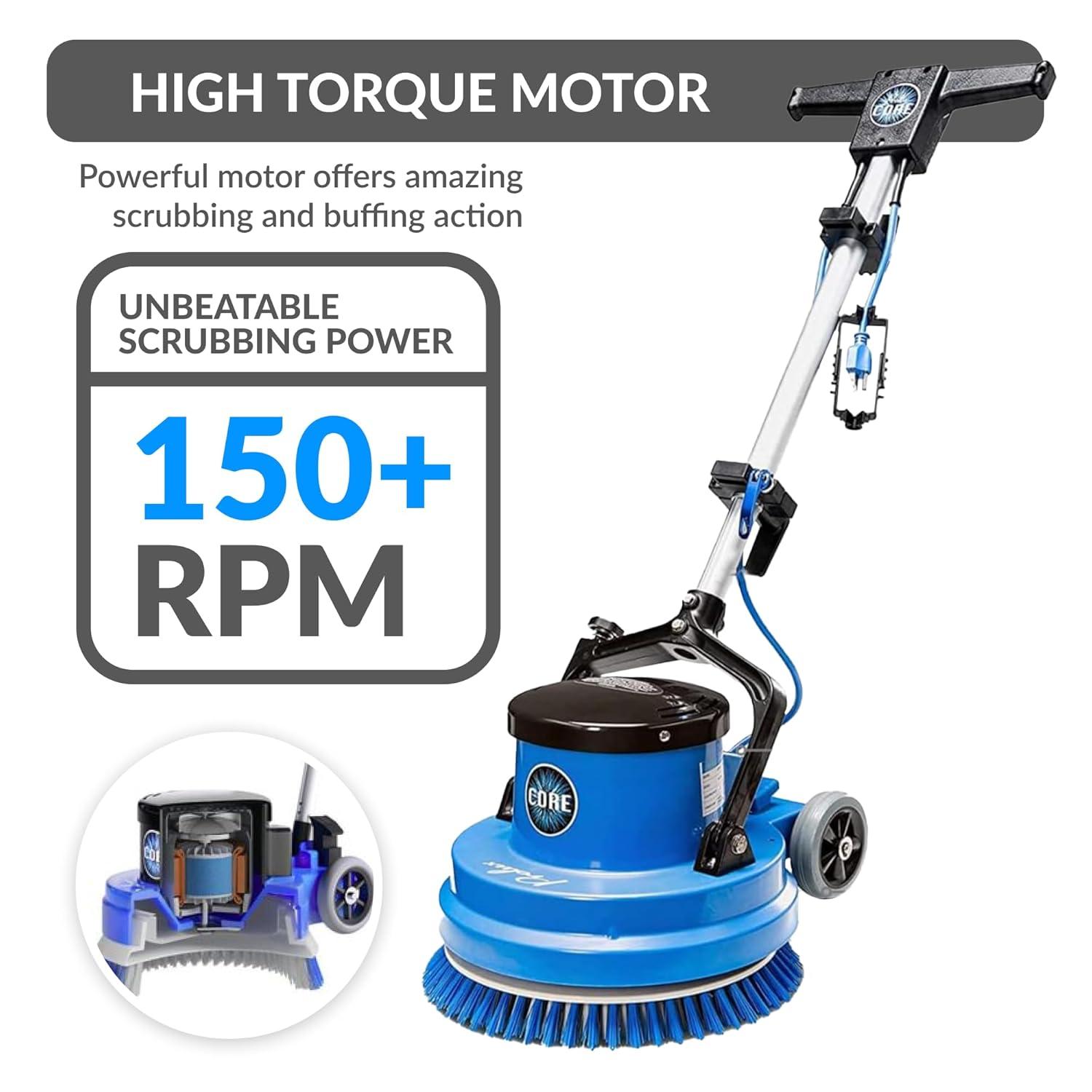 Prolux Core 15 in. Loaded Commercial Light Hand-Driven Floor Buffer Scrubber