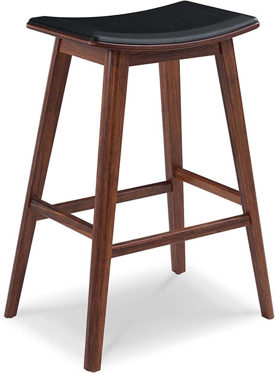 Exotic Red Bamboo Saddle Style Backless Counter Stool, 26"