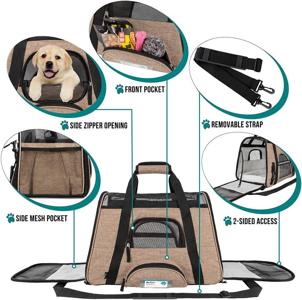 PetAmi Airline Approved Pet Carrier for Cat Dog, Soft Sided Travel Supplies Accessories, Ventilated Carrying Bag Kitten Puppy