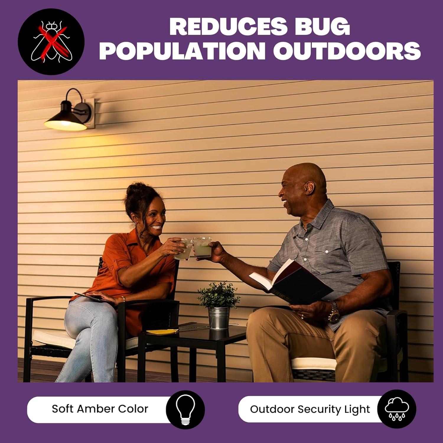 Amber Yellow LED Outdoor Bug-Reducing Light Bulb, 9W