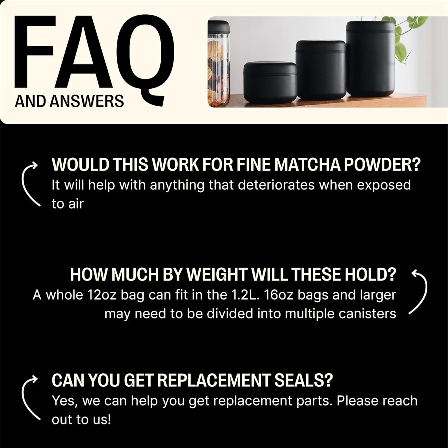 Fellow Atmos Large Vacuum Canister in Matte Black