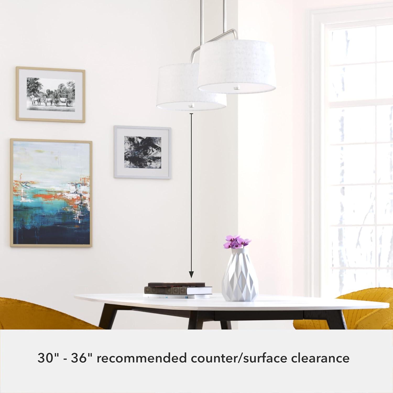 Hunter - Cottage Hill 4-light Brushed Nickel, Large Chandelier, Dimmable, Modern Style, Linear Shaped, for Bedrooms, Kitchens, Dining, Living Rooms - 19892