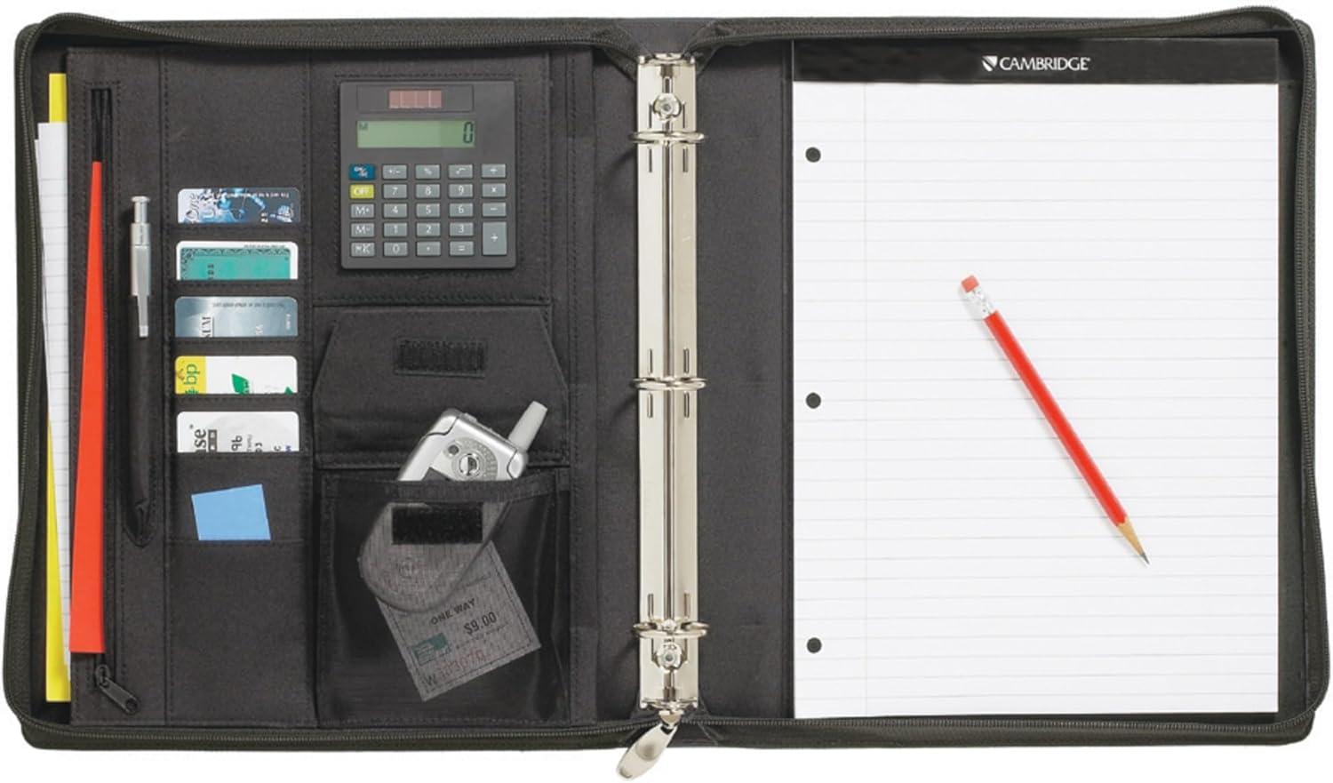 " Mead - Cambridge City Zipper Binder, Microfiber, 12.75"" x 11"", (Assorted Colors)", black