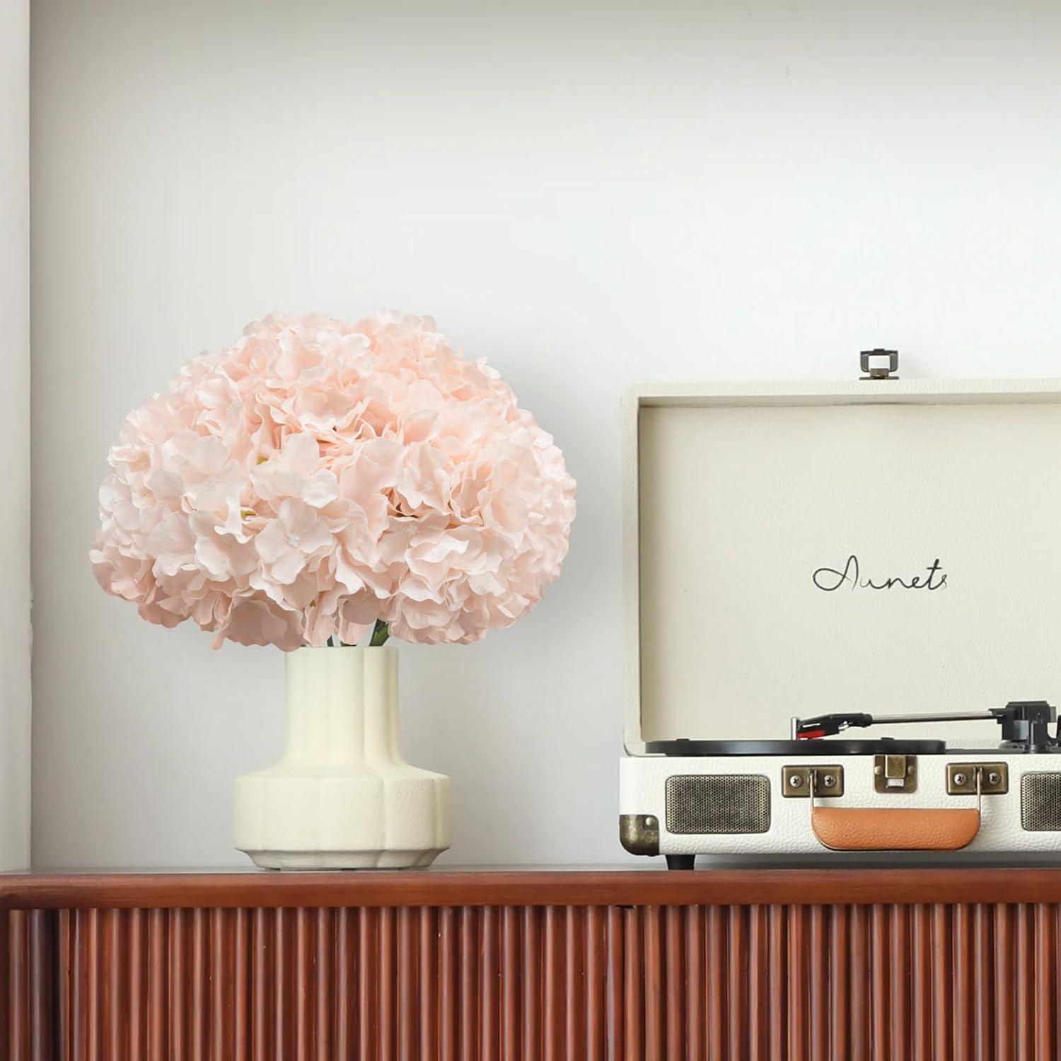 TITOUMI Hydrangea Silk Flowers Heads Blush Pack of 10 Full Hydrangea Flowers Artificial with Stems for Wedding Home Party Shop Baby Shower Décor