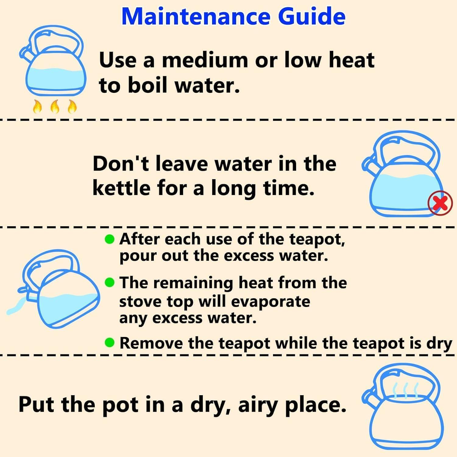 MODERN WALLS LLC Tea Kettle, 3.2 Qt Stainless Steel Whistling Kettle For Stove Top, Food Grade Teapot With Wood Pattern Handle For Coffee, Milk Etc, Gas Electric Applicable