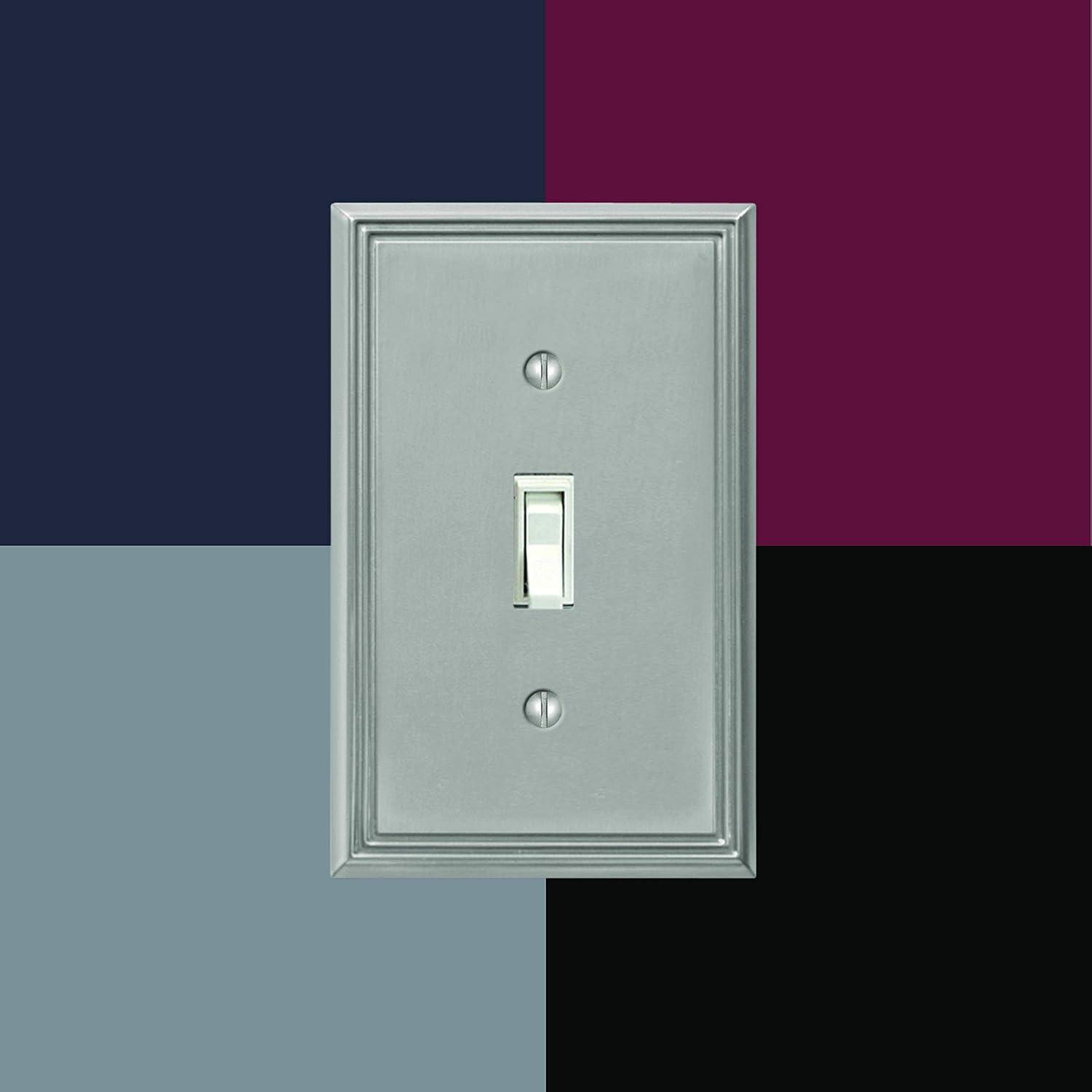 Amerelle 77TTRBN Moderne Wallplate 2 Toggle / 1 Rocker Cast Metal Brushed Nickel 1-Pack