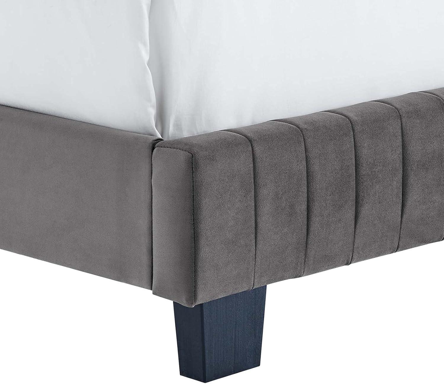 Modway Celine Channel Tufted Performance Velvet King Bed in Gray