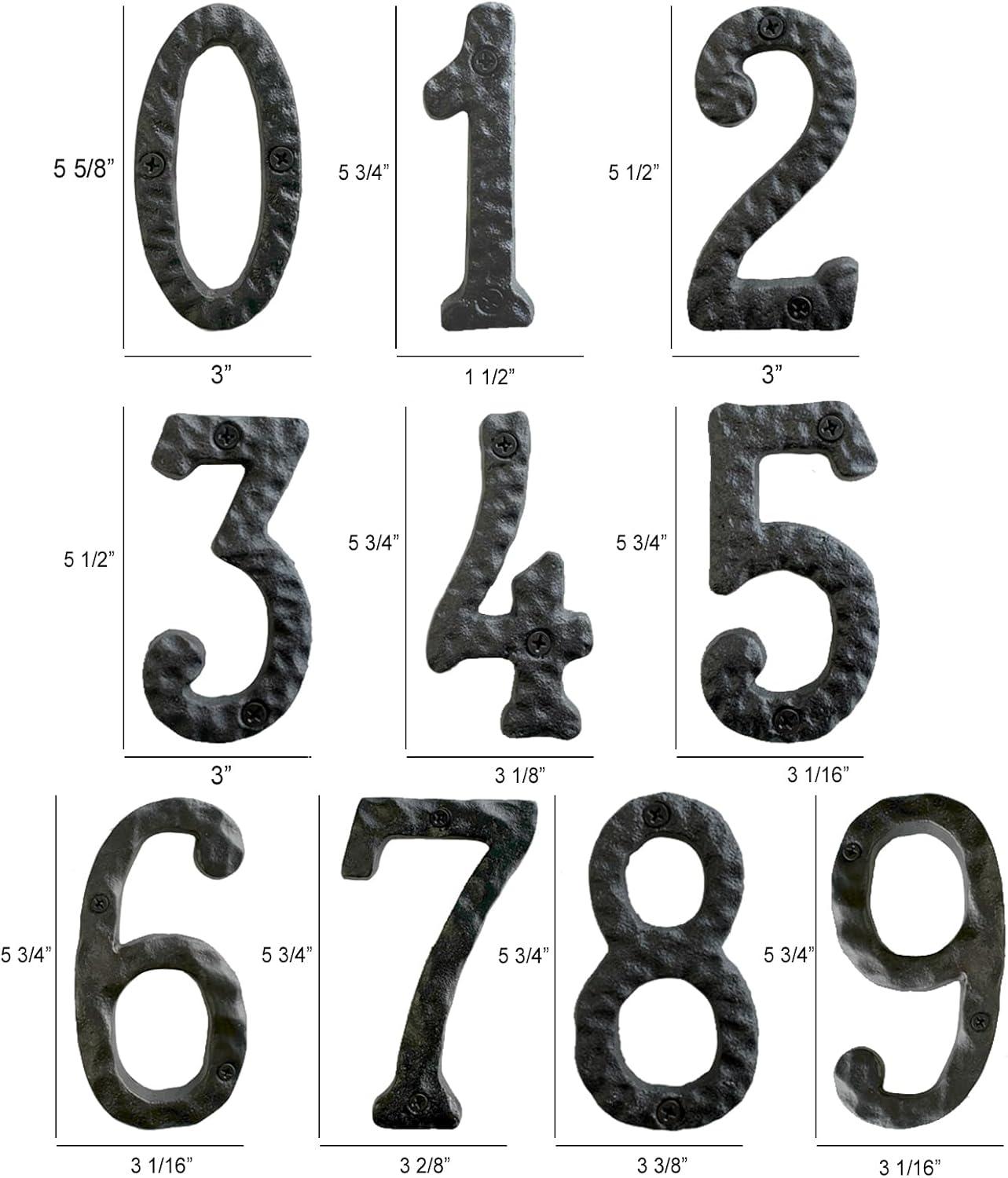 NACH Matte Black Hammer Tone Cast Iron House Number for Outside or Inside, Metal Modern House Numbers For Mailbox, Front Door, Maximum Rust Protection, 6 inch, Number 3, KE-HM6-BLK-3